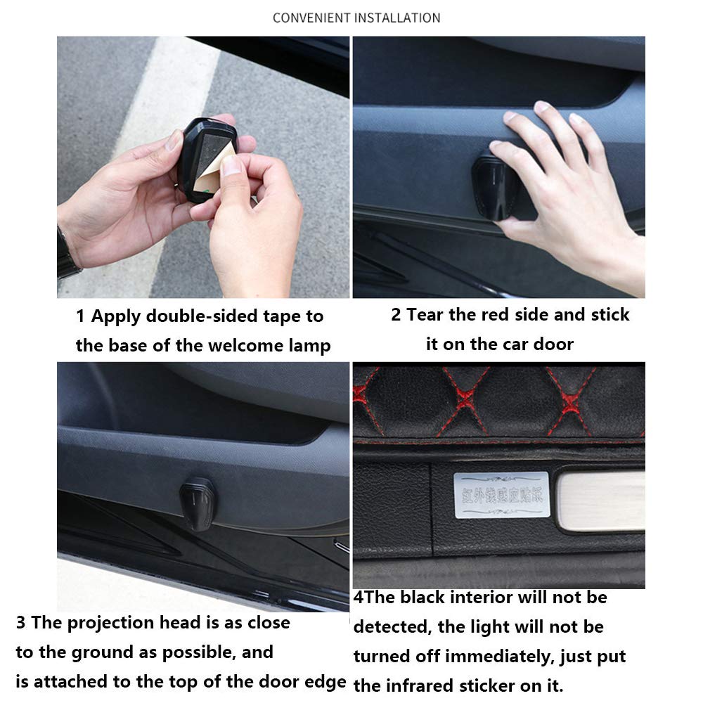 2Pcs Custom Logo Rechargeable LED Car Door Welcome Light Projector - Perfect for Nighttime Car Entry & Brand Promotion