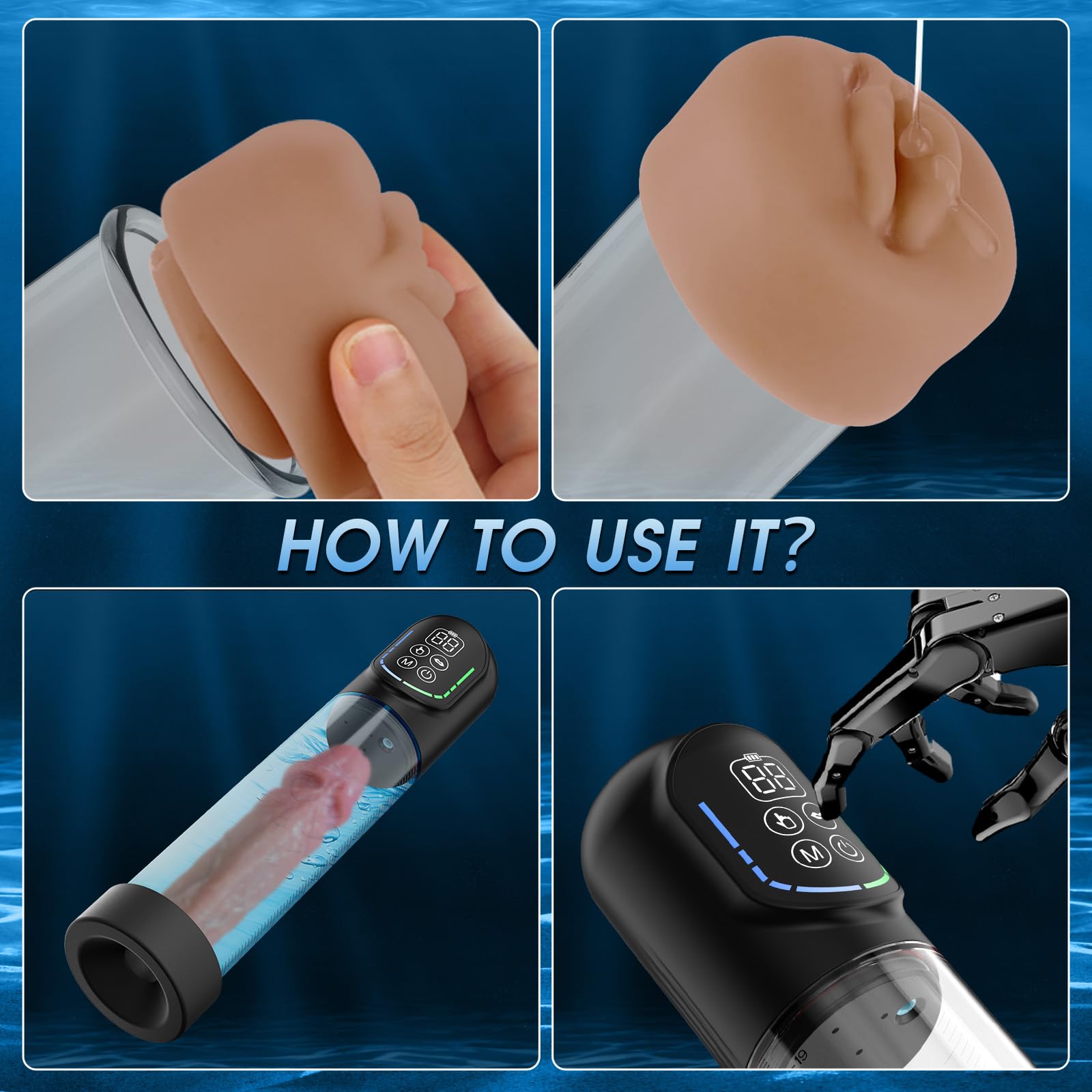Electric Penis Pump for Men - Automatic Male Masturbator with 5 Suction & 6 Training Modes, Adult Sex Toy for Erection Enhancement & Penis Enlargement, Includes Pocket Pussy & Cock Ring - Perfect for Solo Play, Couples Fun & Discreet Adult Pleasure