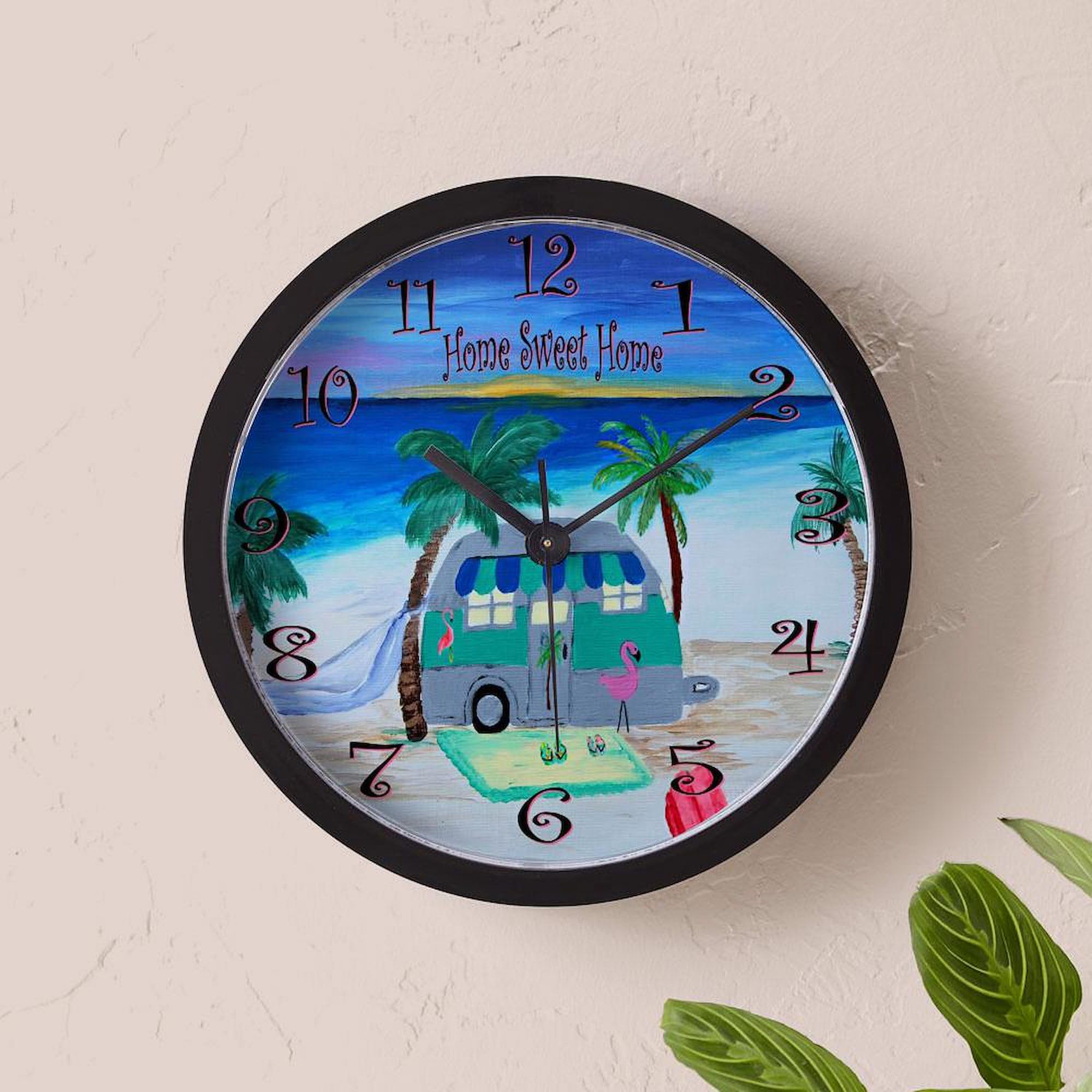 Home Sweet Home Camper 10-Inch Wall Clock - Rustic Decor for Living Room, Kitchen, Office & RV - Perfect Gift for Camping Enthusiasts & Home Decor