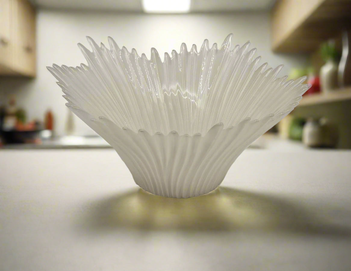 12x7 Inch Glass Bowl Pearl White - Elegant Serving Bowl for Salads, Desserts, and Party Decorations