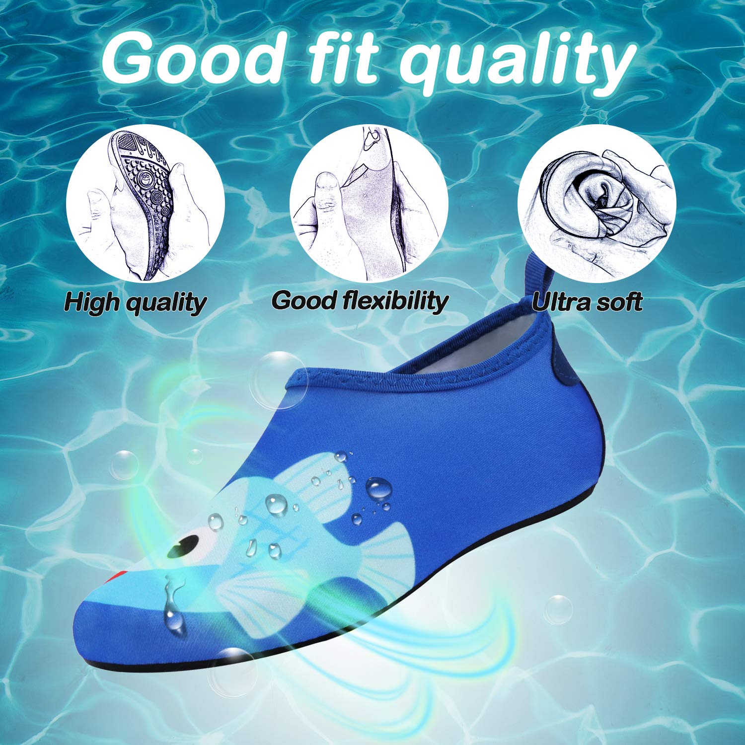 Kkomforme Kids Water Shoes - Non-Slip Quick Dry Beach Swim Shoes for Boys & Girls | Toddler Aqua Socks for Pool, Ocean & Outdoor Activities