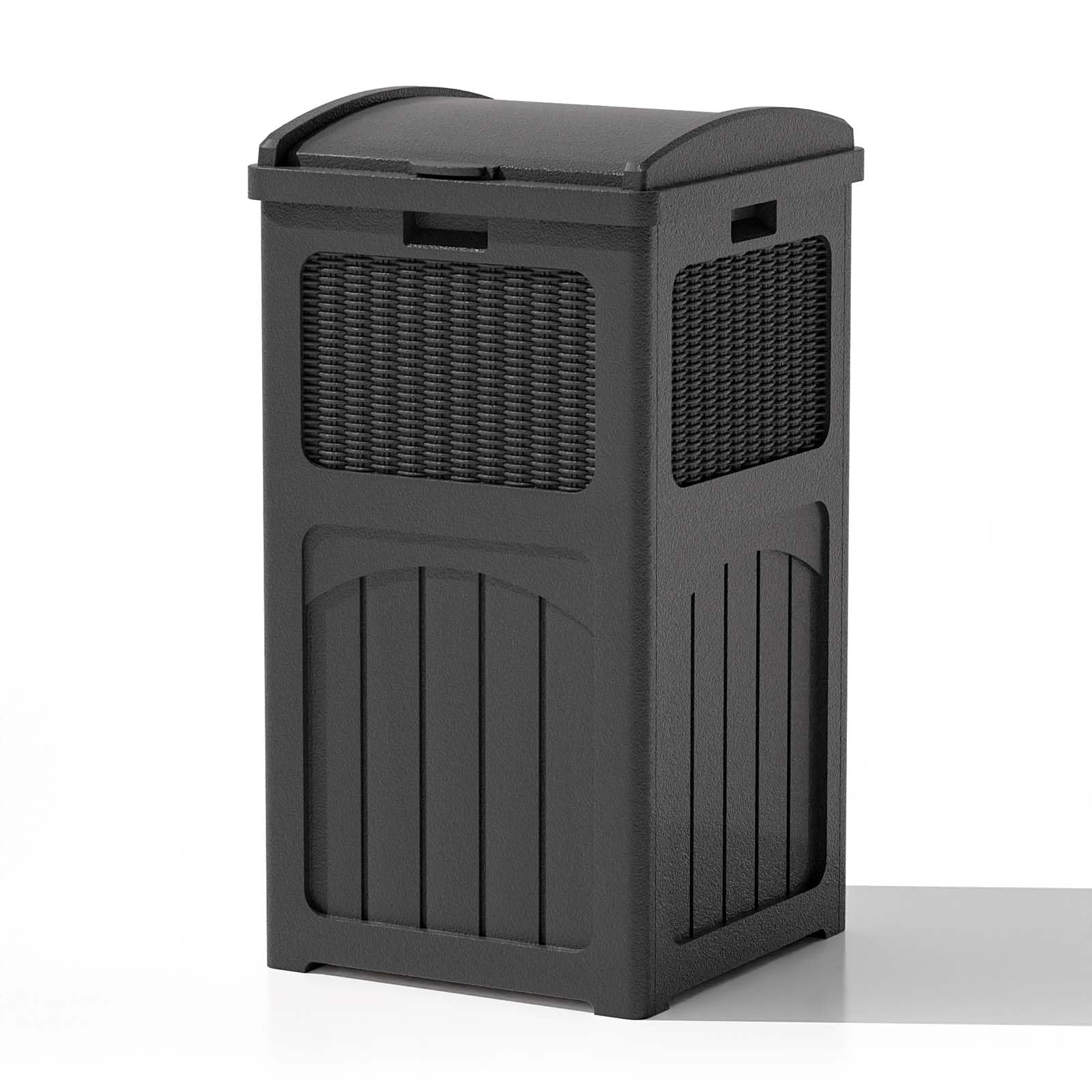**Patiowell 36 Gallon Outdoor Trash Can with Lid – Heavy-Duty Resin Garbage Bin for Patio, Backyard, Deck – Weatherproof & Durable – Ideal for Outdoor Waste Management (Black)**    *(Perfect for BBQs, Poolside, Camping, and Home Use)*