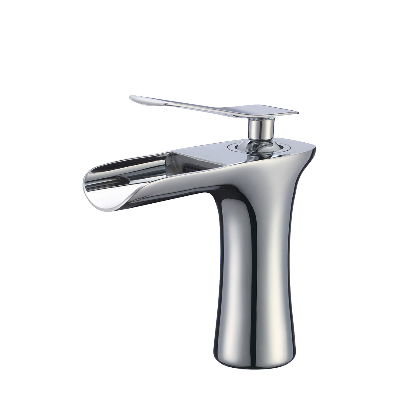 81H36 005 Single Hole Bathroom Faucet - Modern Waterfall Spout Vanity Sink Faucet for Bathroom & Powder Room - Brushed Nickel Finish