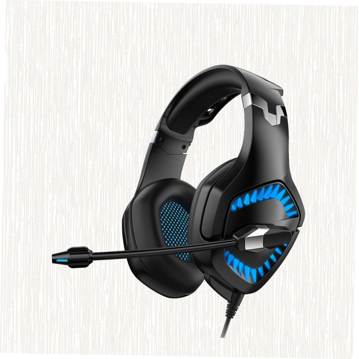 Jojofuny 2-Piece LED Gaming Headphones with Noise Isolating Mic - Soft Ear Cushions for PC, Laptop, Mobile (Black/Blue) - Perfect for Esports, Streaming & Late-Night Gaming Sessions