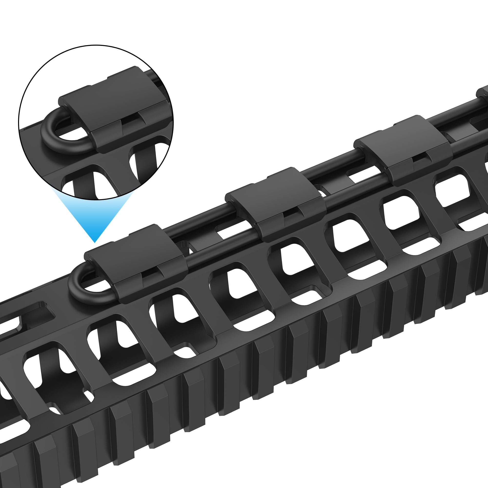 20PCS MLOC Wire Management Cable Clips - Picatinny Rail Pressure Switch Organizer for Gun Flashlight & Laser Accessories - Removable Recessed Design for Tactical Gear & Firearm Maintenance (Perfect for Range Days & Home Defense Setup)