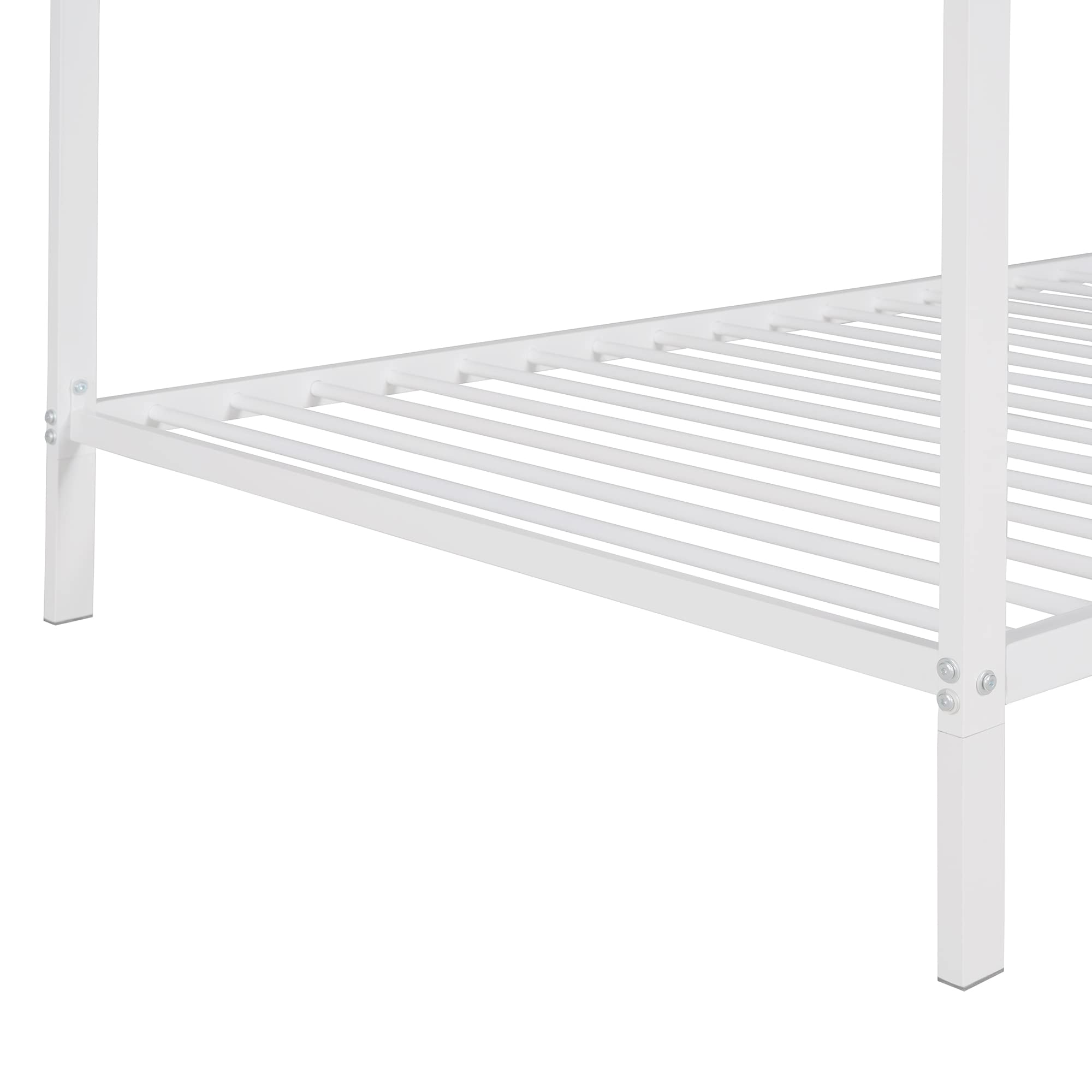 Twin Size House Bed Frame for Kids - Sturdy Metal Platform Bed with No Box Spring Needed - White - Perfect for Boys & Girls Bedrooms, Playrooms & Sleepovers