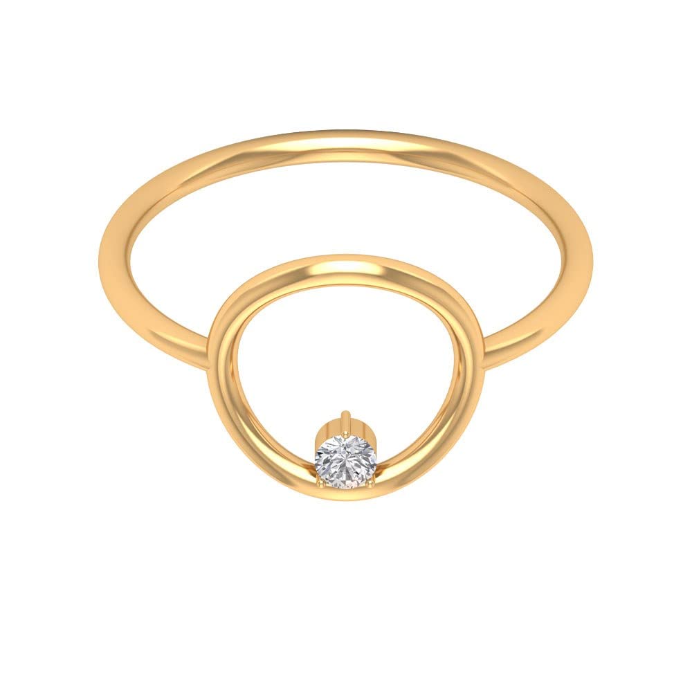 Minimalist 14K Solid Gold Diamond Open Circle Ring for Women - Elegant Karma Ring for Everyday Wear, Anniversary Gifts & Special Occasions