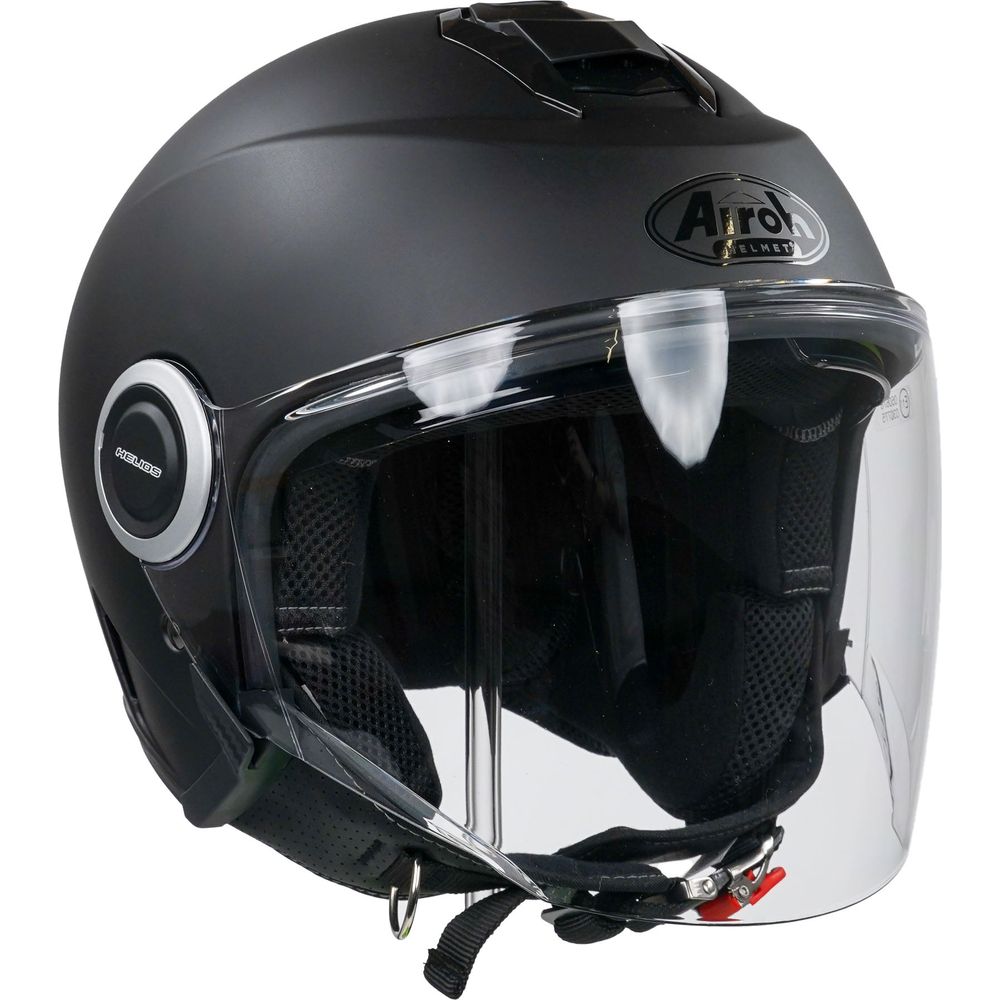 Airoh Helios Jet Helmet - Matte Black Vibe Motorcycle Helmet for Men & Women - Lightweight & Comfortable for Street Riding & Commuting