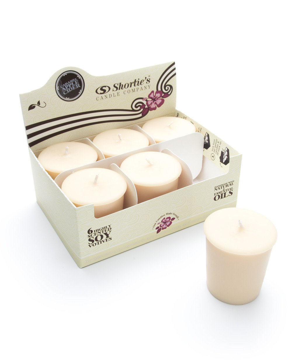 Caramel Apple Cider Scented Soy Wax Votive Candles - 6 Pack Natural Beige Candle Refills with Essential Oils - Perfect for Fall Decor, Thanksgiving Centerpieces & Cozy Home Aromatherapy