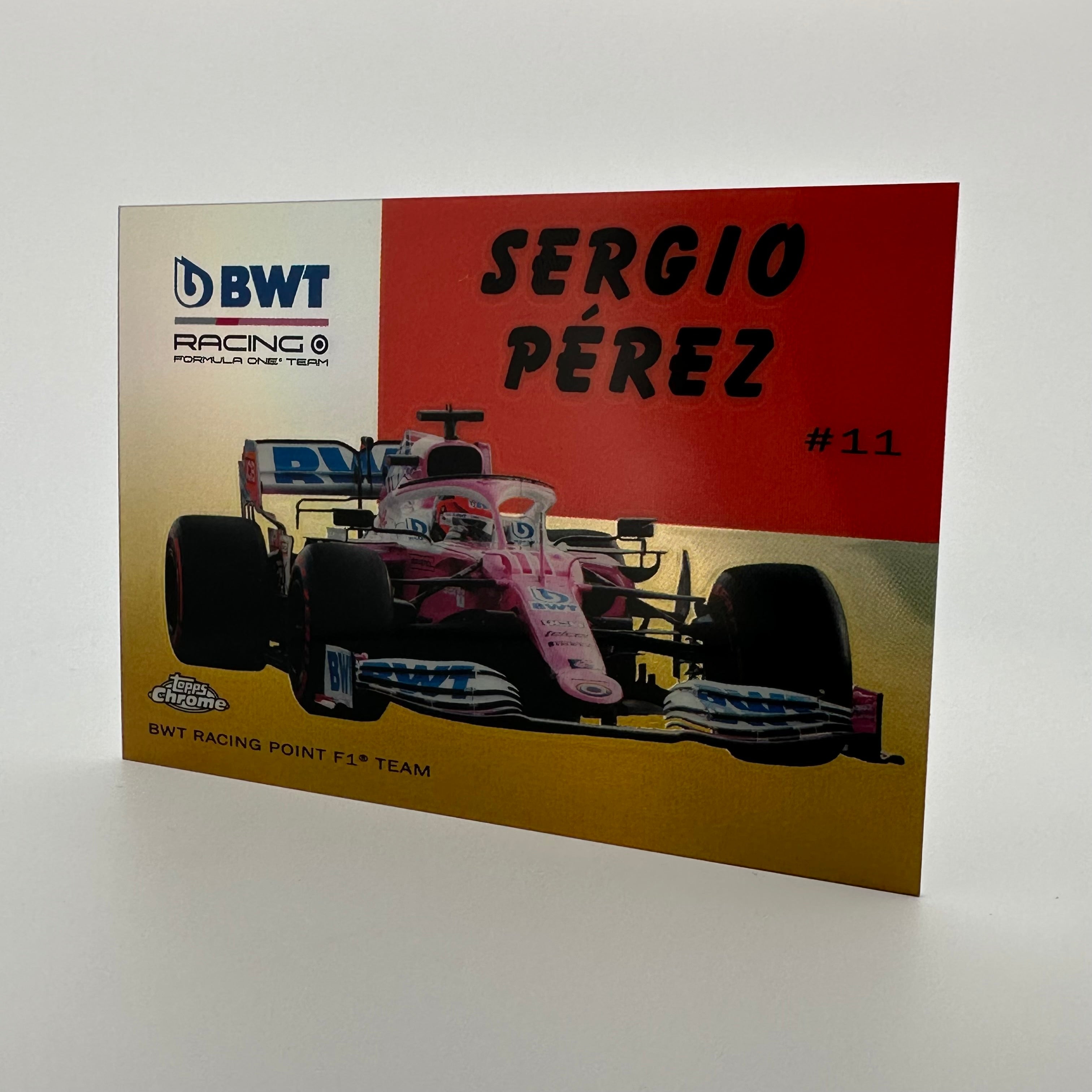 2020 Topps Chrome F1 Sergio Perez #54W 10 Gold Card - Collectible Racing Memorabilia for F1 Fans and Sports Card Enthusiasts | Perfect for Display, Trading, and Gifts
