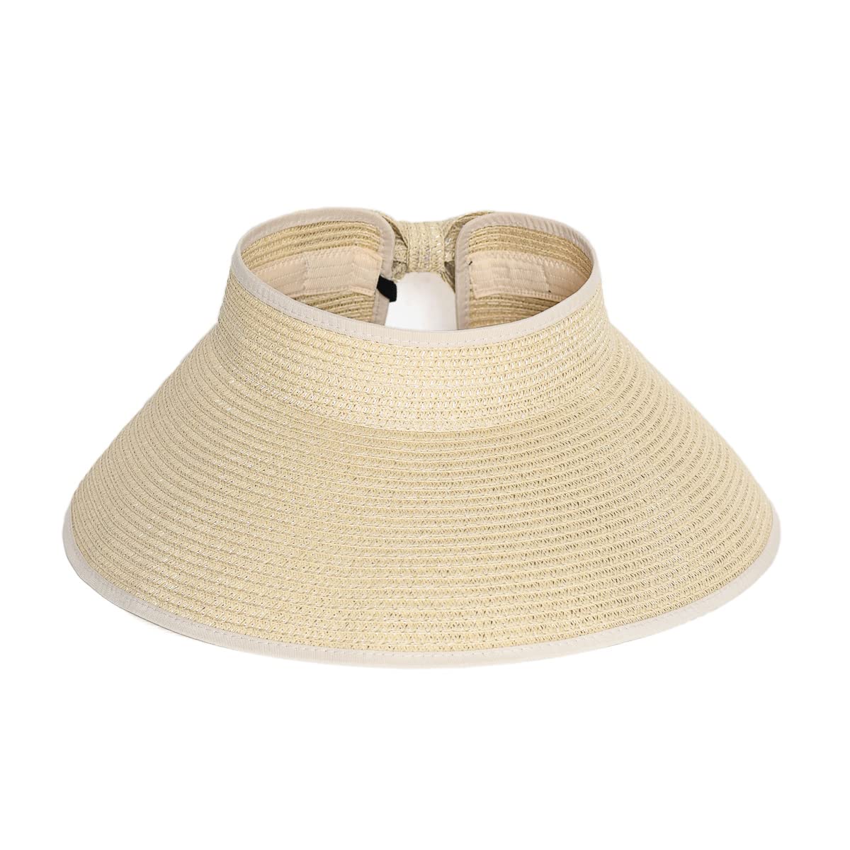 Women's Wide Brim Straw Sun Visor Hat - UPF 50+ UV Protection Summer Beach Hat for Women, Perfect for Beach Vacation, Pool Party, Gardening and Outdoor Activities