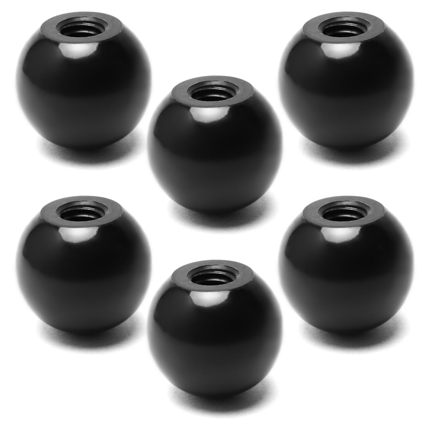6Pcs M10 Female Thread Bakelite Ball Knob - 32mm Diameter Thermoset Spherical Handle with Smooth Rim (Black) - Durable Replacement for Lawn Mowers & Exercise Equipment - Perfect for DIY Repairs and Machinery Upgrades