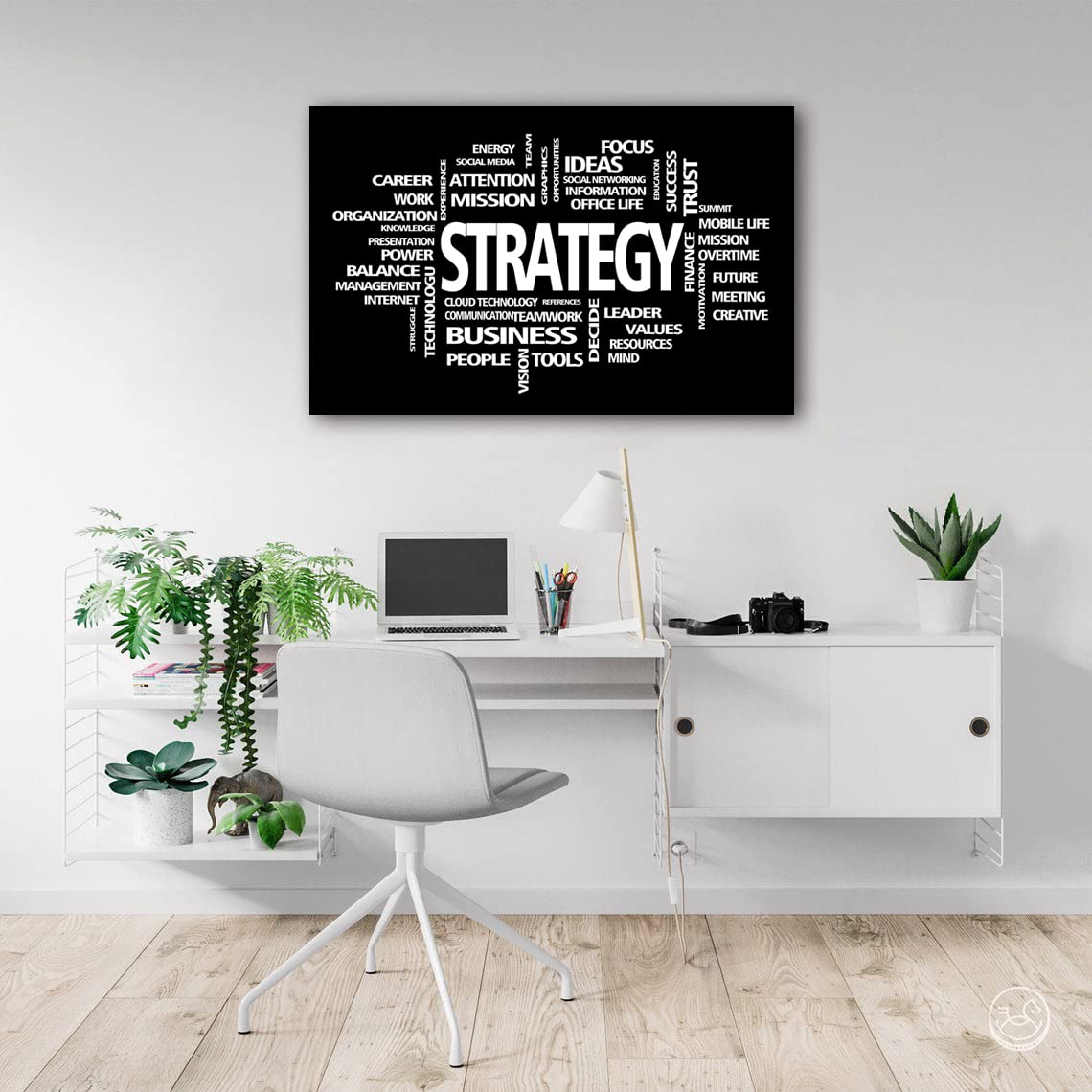 Motivational Office Strategy Canvas Wall Art - Inspirational Entrepreneur Business Quotes for Modern Workspace - Large Framed Painting Easy to Hang - Perfect for Office, Home Office & Corporate Decor