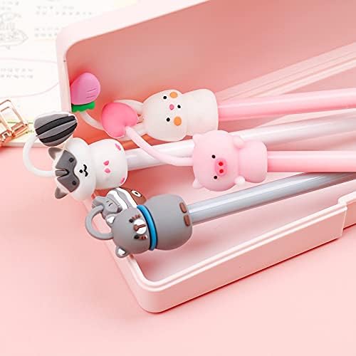 Chinshwehaw 8-Pack Cartoon Animal Gel Pens - 0.38mm Fine Point Ballpoint Ink Pens for School, Office & Gifts (Cat, Rabbit, Pig Designs) | Fun Writing Supplies for Kids, Students & Creative Note Taking