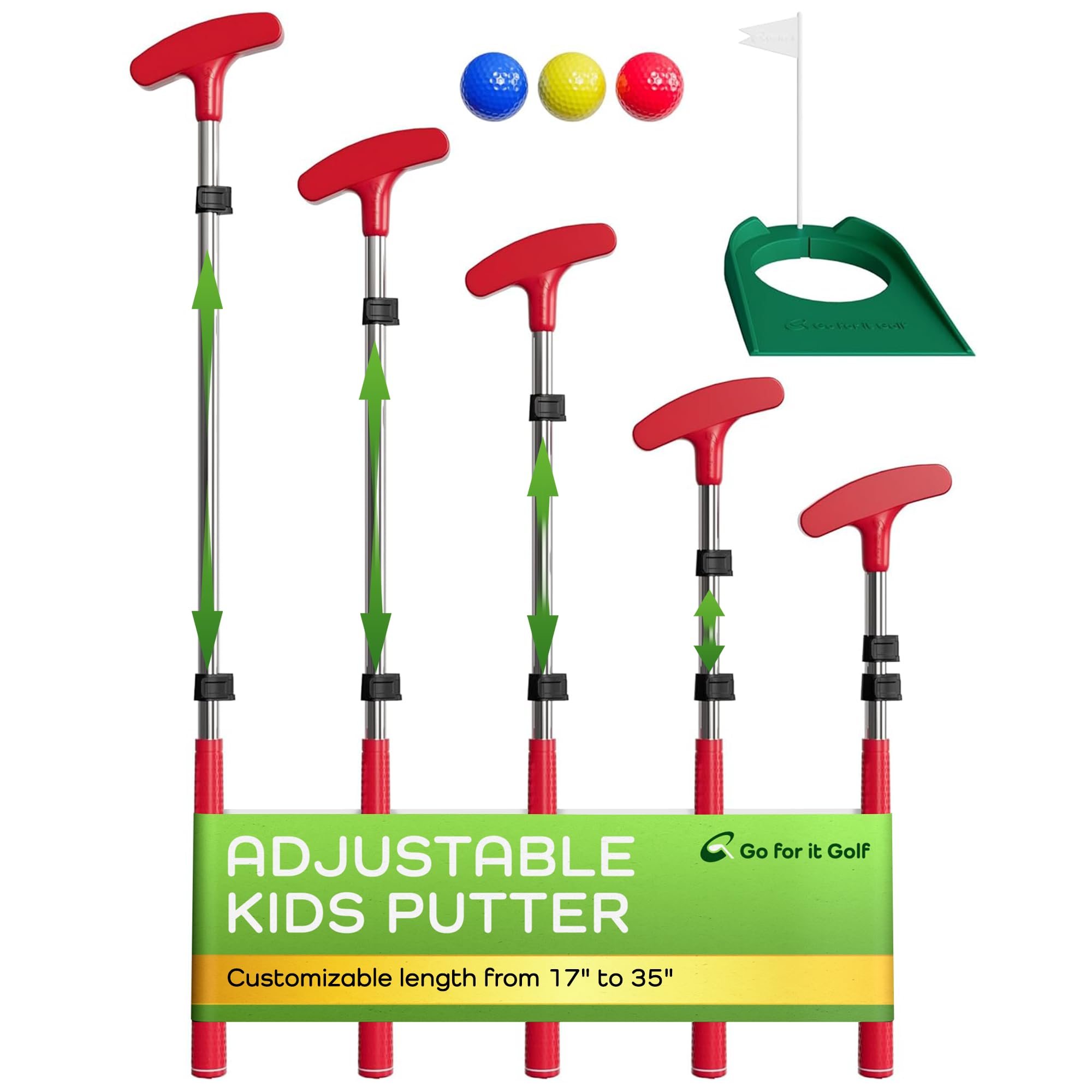 Adjustable Kids Golf Putter - Extendable Shaft for Junior Mini Golf (Right & Left Hand) | Perfect for Backyard Practice, Indoor Putting & Family Fun