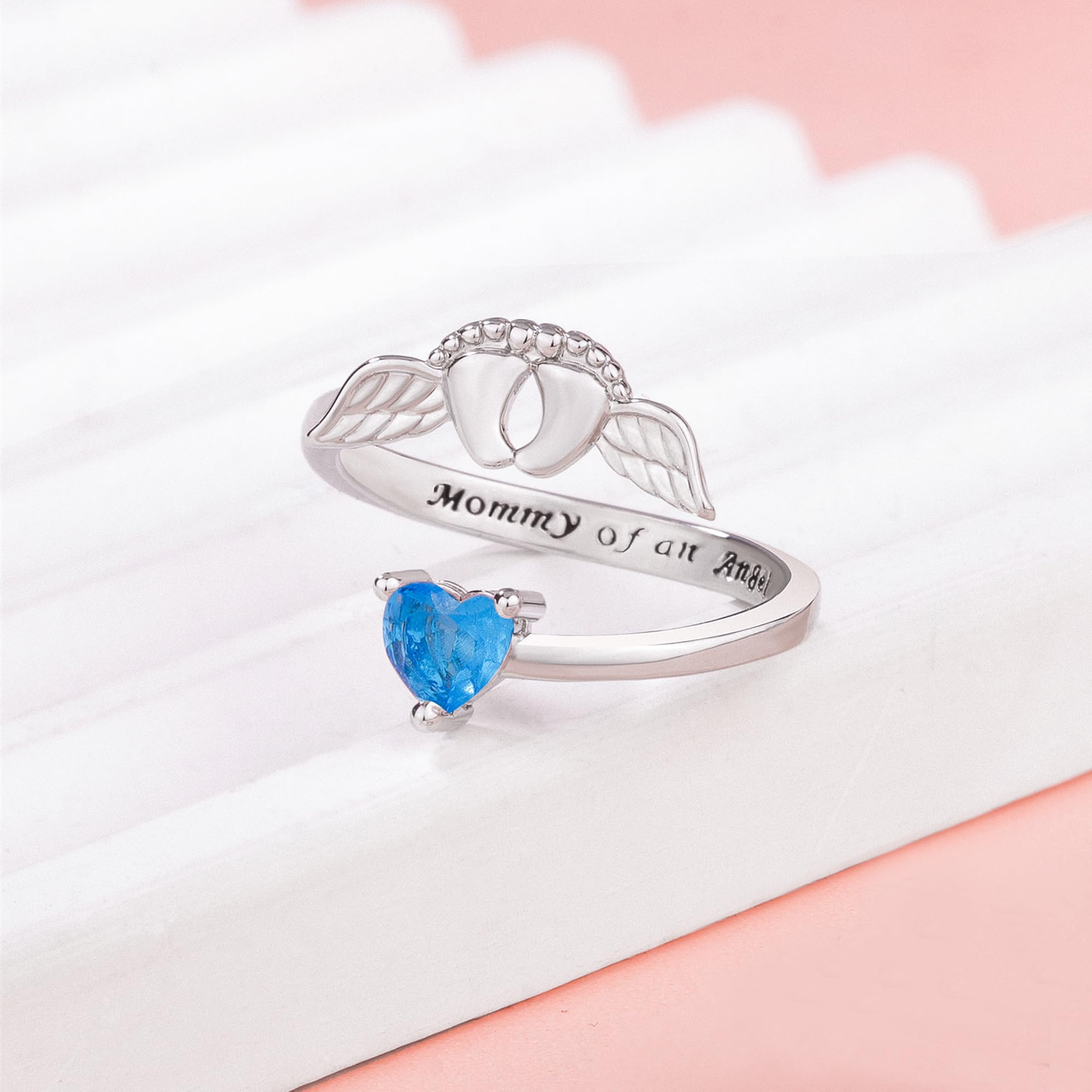 Angel Mom Memorial Ring - Sympathy Gifts for Miscarriage Loss, Stillborn Baby Keepsake Jewelry for Bereaved Mothers - Perfect for Healing, Remembrance & Pregnancy Loss Support