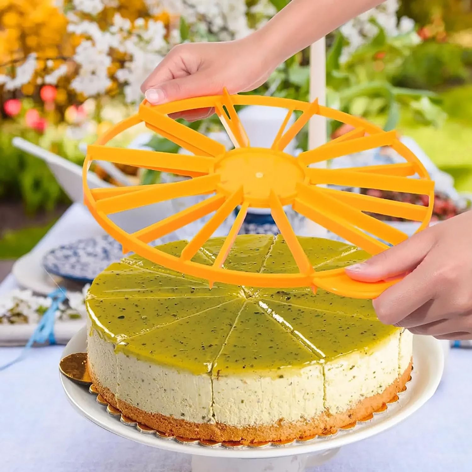 10/12-Piece Round Cake Slicer Set - 10-Inch Double-Sided Cake Portion Marker & Cheesecake Cutter for Uniform Slices | Perfect for Birthday Cakes, Wedding Cakes, and Dessert Serving