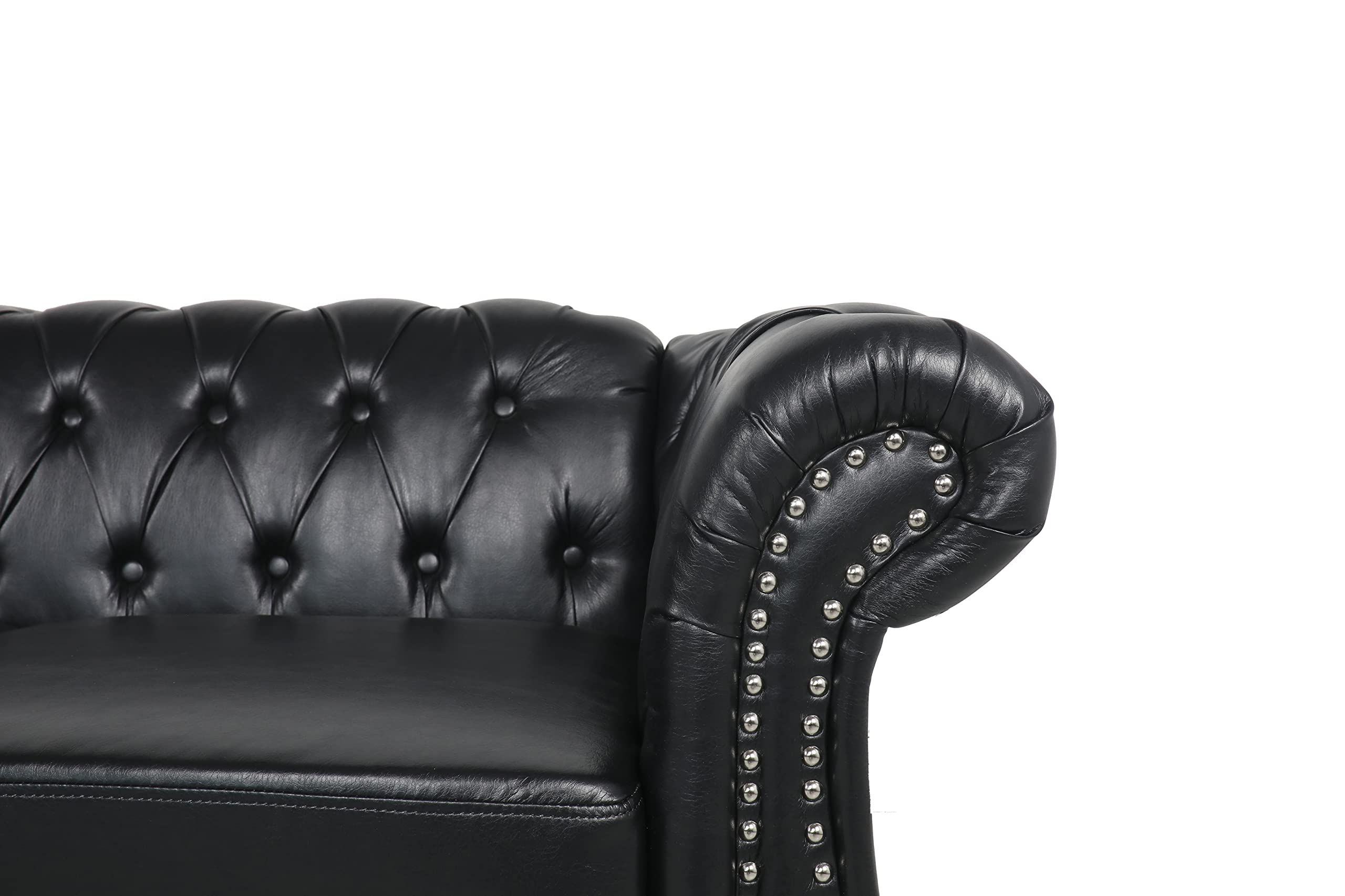 Modular Sectional Sofa Set - PU Leather Upholstered with Tufted Cushions, Space-Saving Furniture for Small Living Rooms & Office Meeting Areas (Black, 1-2 Seater) - Perfect for Apartments, Condos and Compact Workspaces