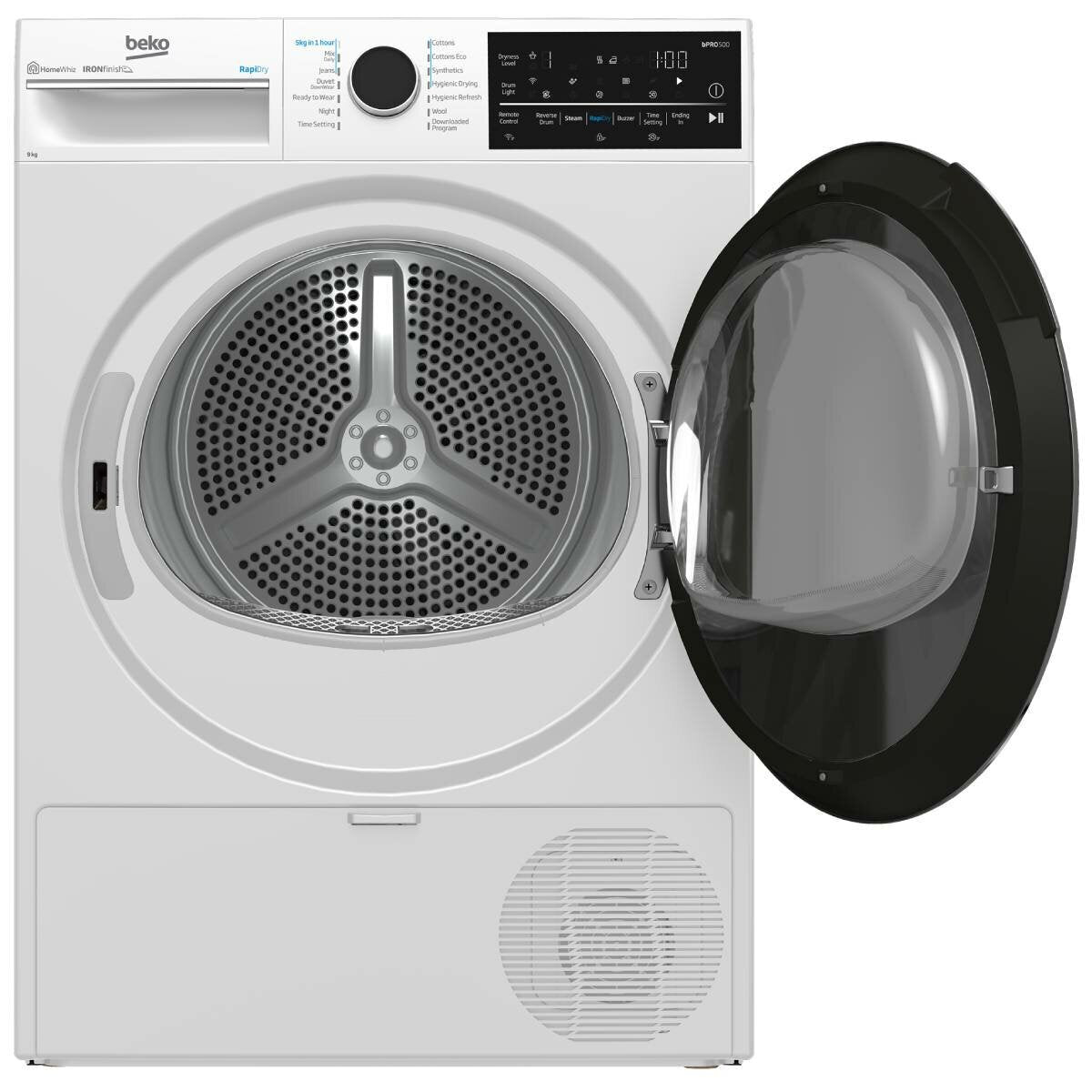 Beko 9KG WiFi Smart Sensor Heat Pump Dryer with Steam Function - Energy Efficient, Quiet Laundry Appliance for Home & Apartment Use (Model BDPB904HW) | Perfect for Small Families & Space-Saving Laundry Rooms
