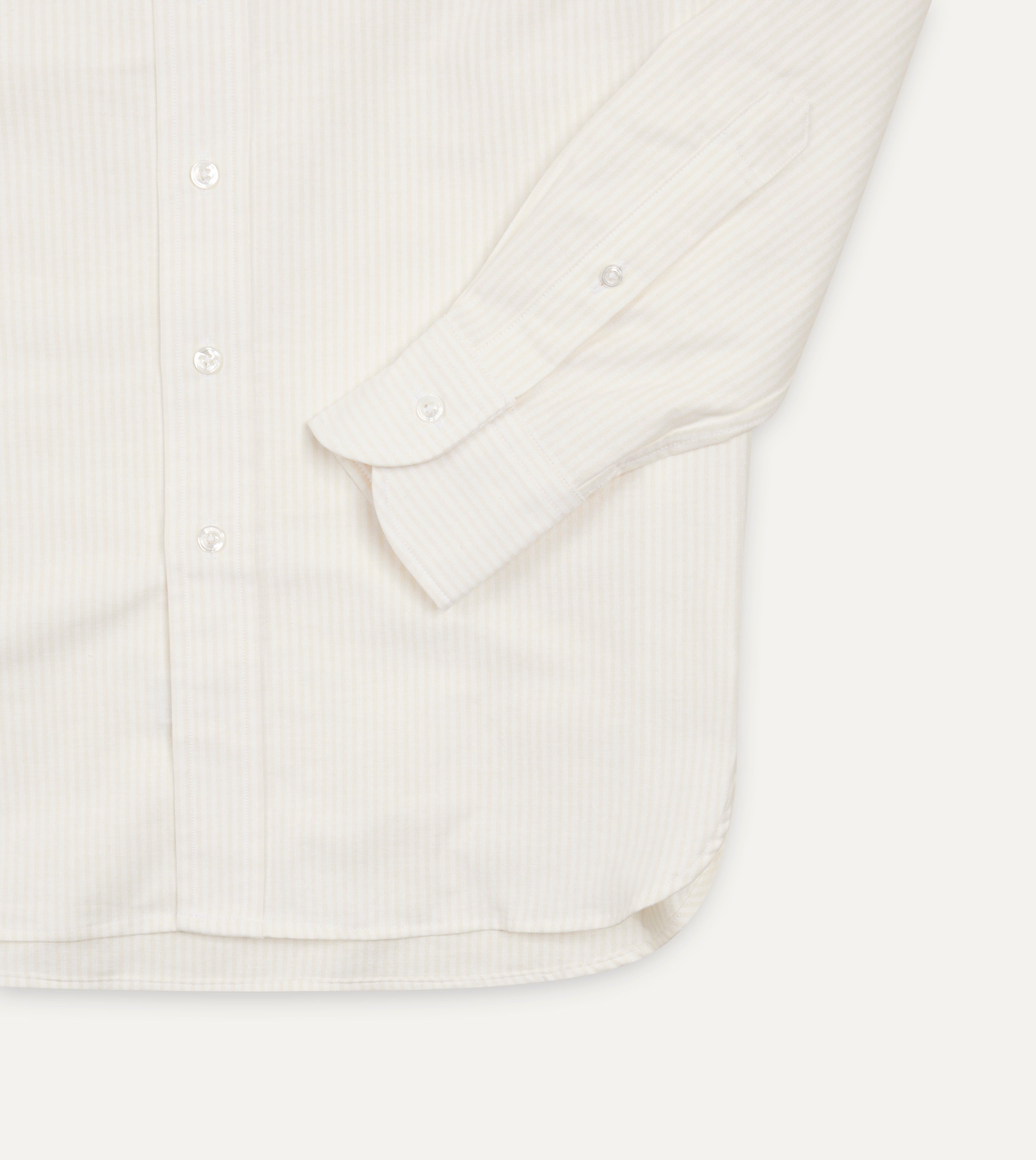 Premium Cream Ticking Stripe Cotton Oxford Button Down Shirt for Men - Classic Casual & Business Wear, Perfect for Office, Date Night & Outdoor Events