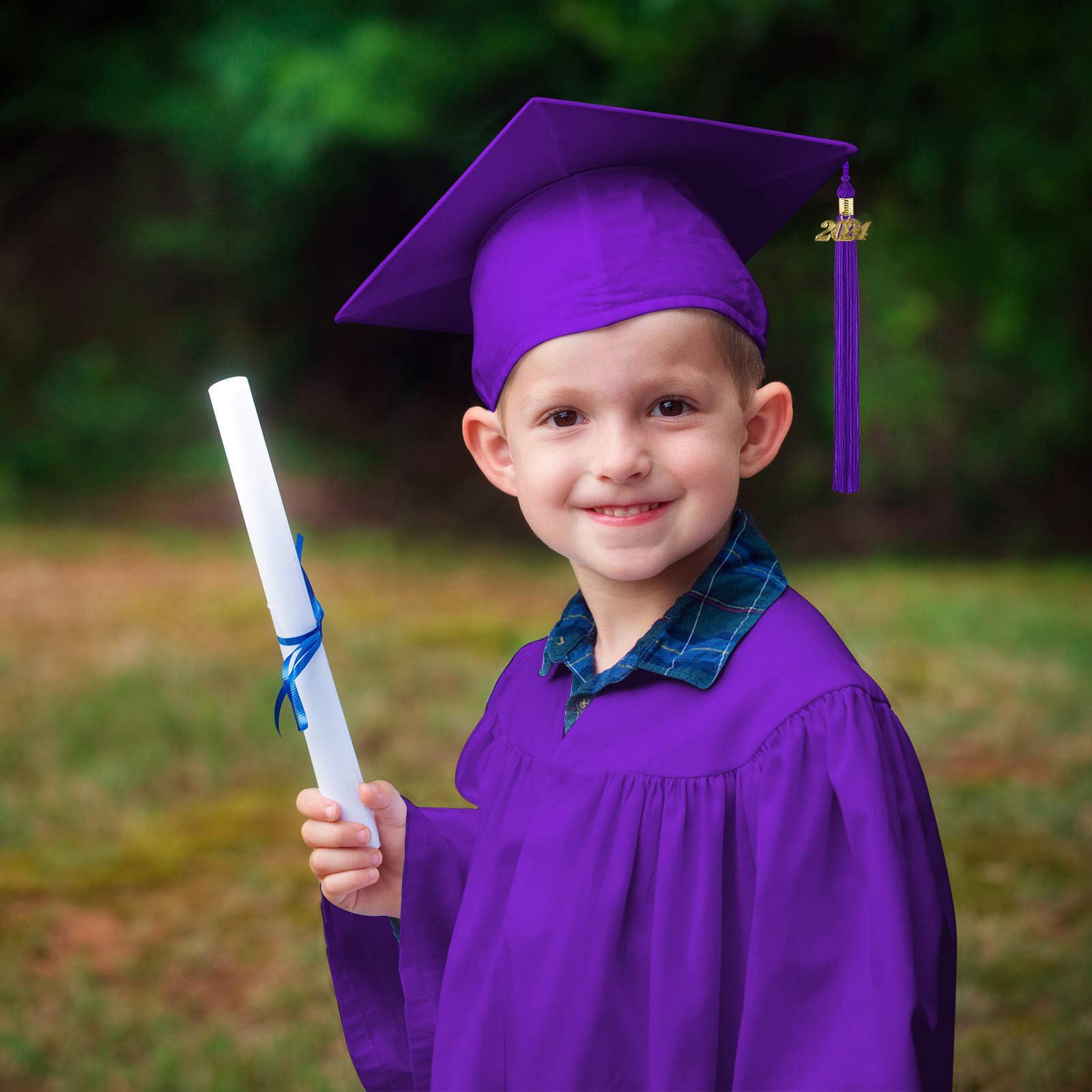 2024 Kids Graduation Gown & Cap Set with Tassel - Kindergarten & Preschool Graduation Dress Outfit for Boys & Girls - Perfect for Ceremonies, Photos & School Events