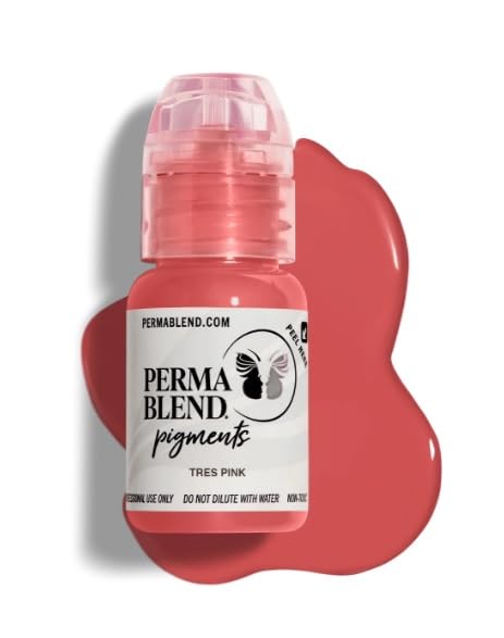 Perma Blend Professional Permanent Makeup Lip Pigment - Tres Pink (15ml) for Lip Blushing, Tattoo & Microblading | Long-Lasting Cosmetic Tattoo Ink for Natural Looking Results