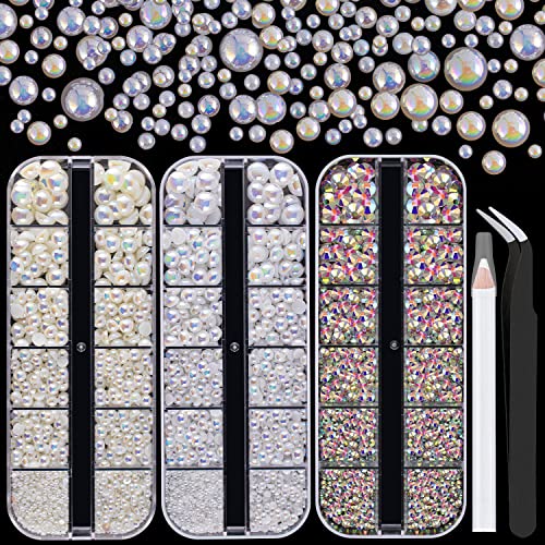 AB Crystals + White AB & Beige AB Pearls