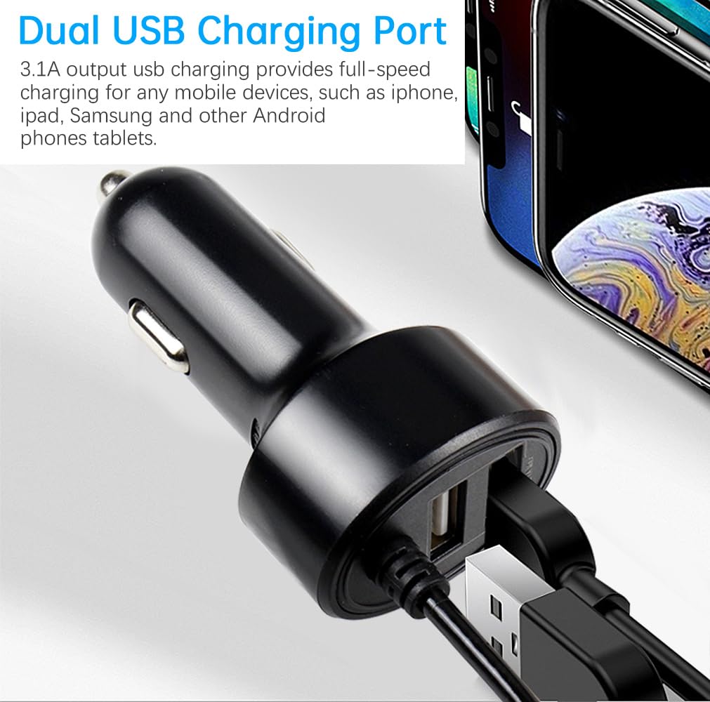 FouceClaus RJ11 Radar Detector Power Cord with Dual USB Ports - Compatible with Escort, Valentine One V1, Beltronics, Uniden R3/R4/R7/R8 & Passport - Car Charger Adapter for Road Trips & Highway Driving