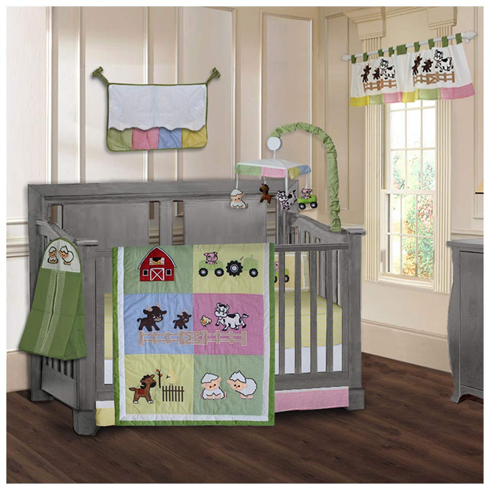 BabyFad Barnyard 9-Piece Baby Crib Bedding Set - Soft Cotton Nursery Bedding with Crib Sheet, Blanket & Pillowcase - Perfect for Newborns & Toddlers' Nursery Decor