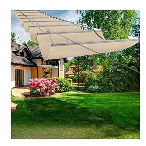 Retractable Sun Shade Sail - UV Resistant Outdoor Canopy with Pulley System - Beige 0.6x8m Wave Shade for Garden, Patio & Backyard - Perfect for Sun Protection in Courtyards, Poolside & Outdoor Living Areas