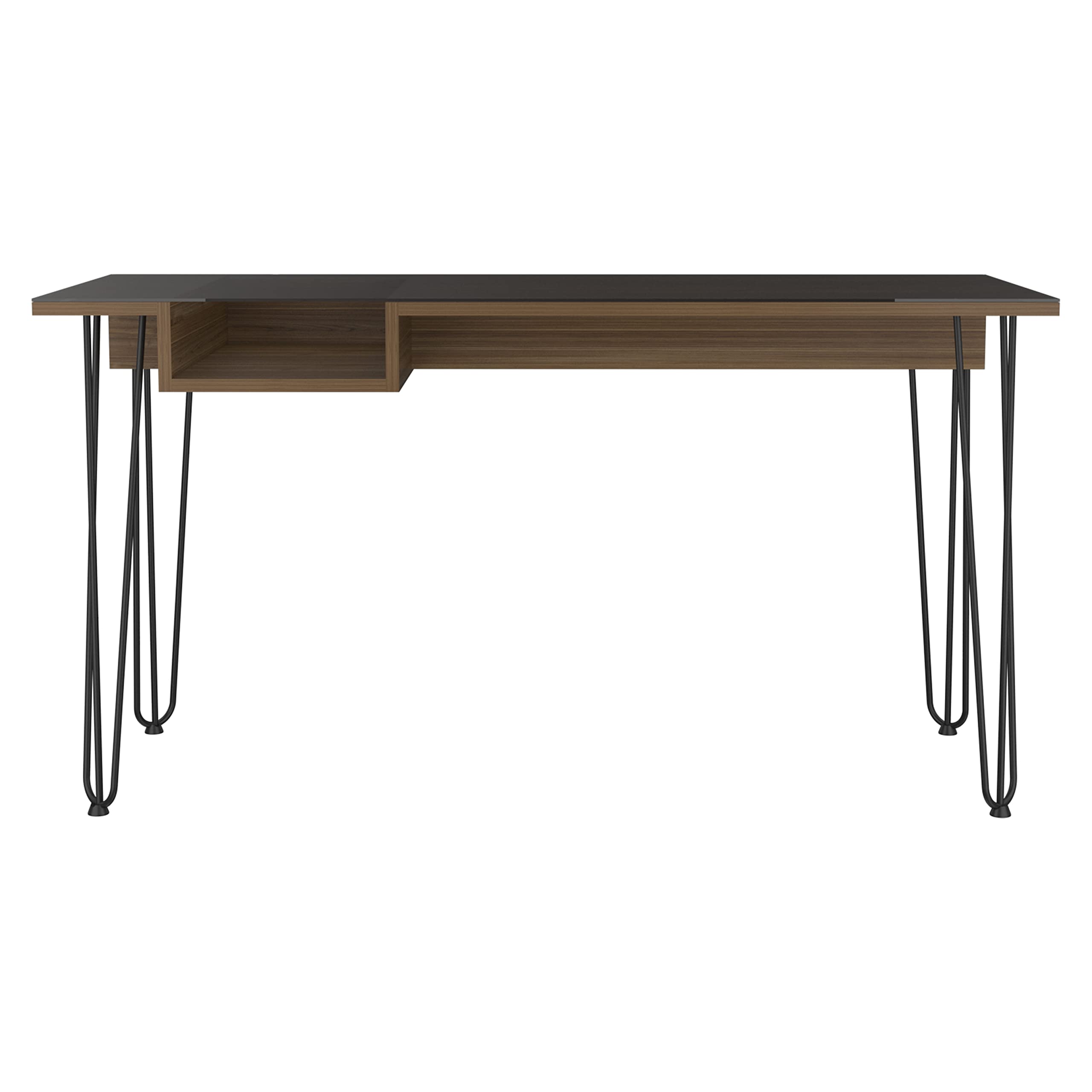 Kyoto 140 29-Inch Tall Writing Desk with Hairpin Legs - Solid Mahogany Wood Modern Home Office Desk for Study, Work & Small Spaces