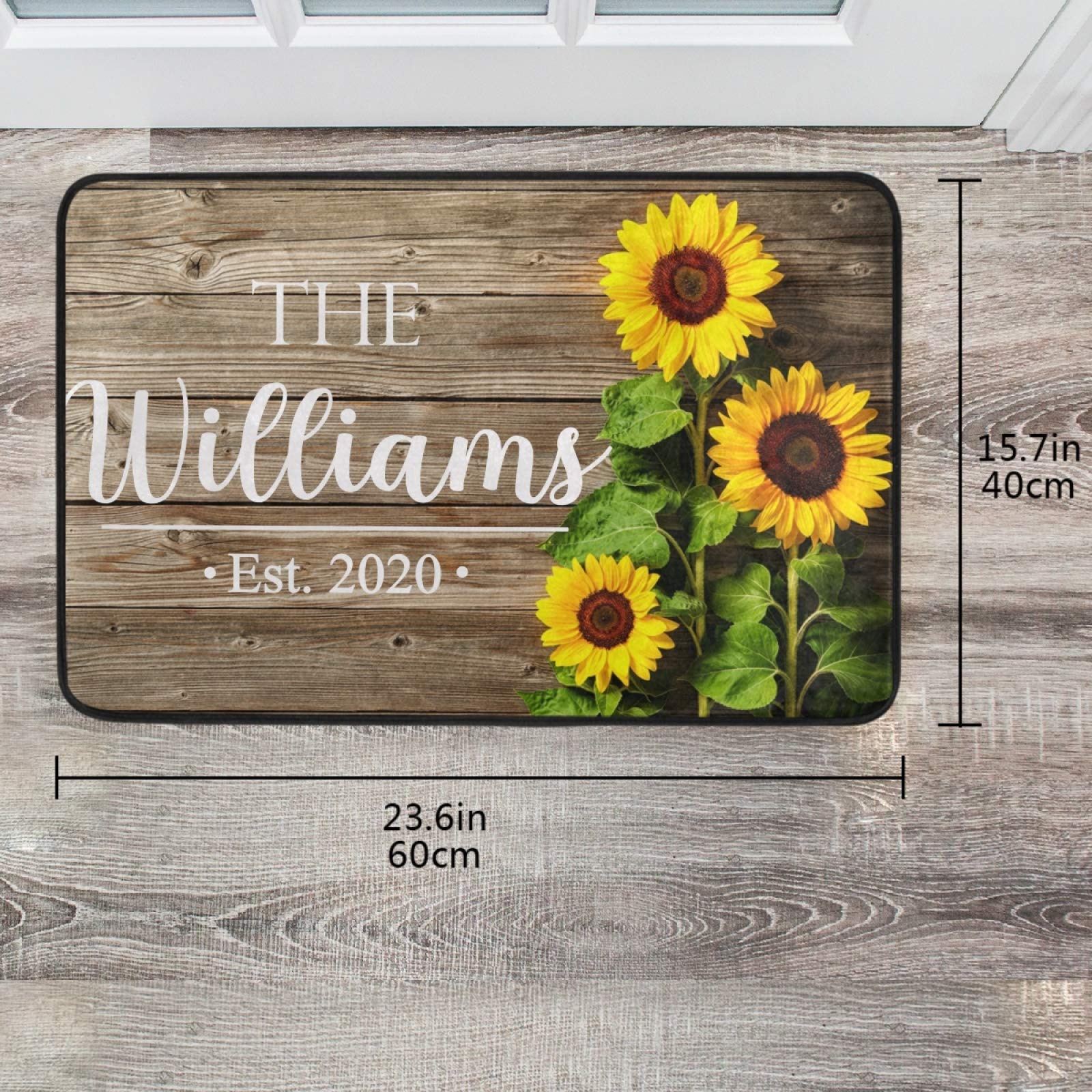 Custom Sunflower Door Mat 23x16 - Non-Slip Personalized Welcome Mat for Home Entryway & Kitchen