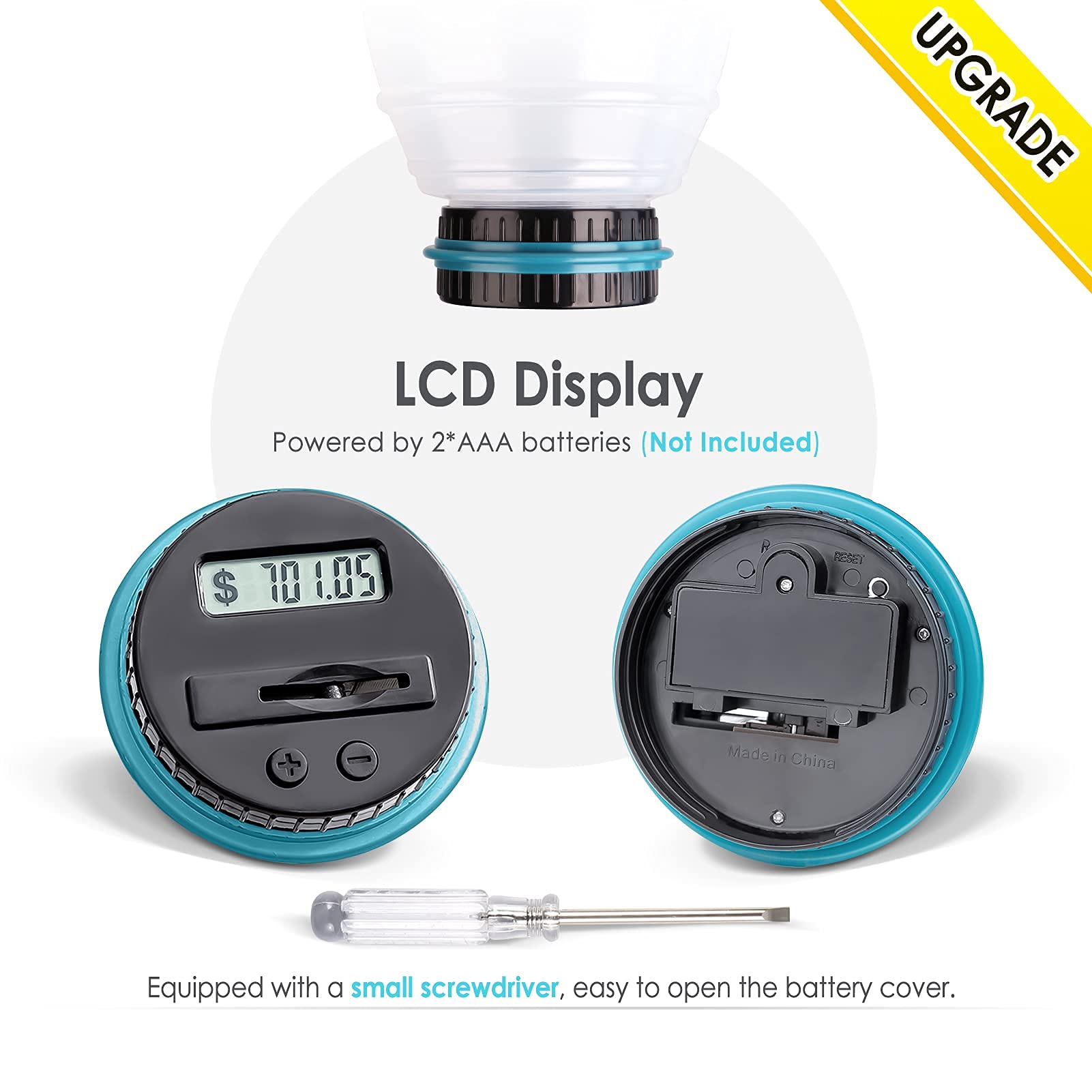 2pcs Large Digital Piggy Bank for Boys & Adults - Vcertcpl Coin Counting Money Jar with LCD Counter, High Capacity Savings Bank for All US Coins - Perfect for Home Savings, Kids' Allowance & Financial Education
