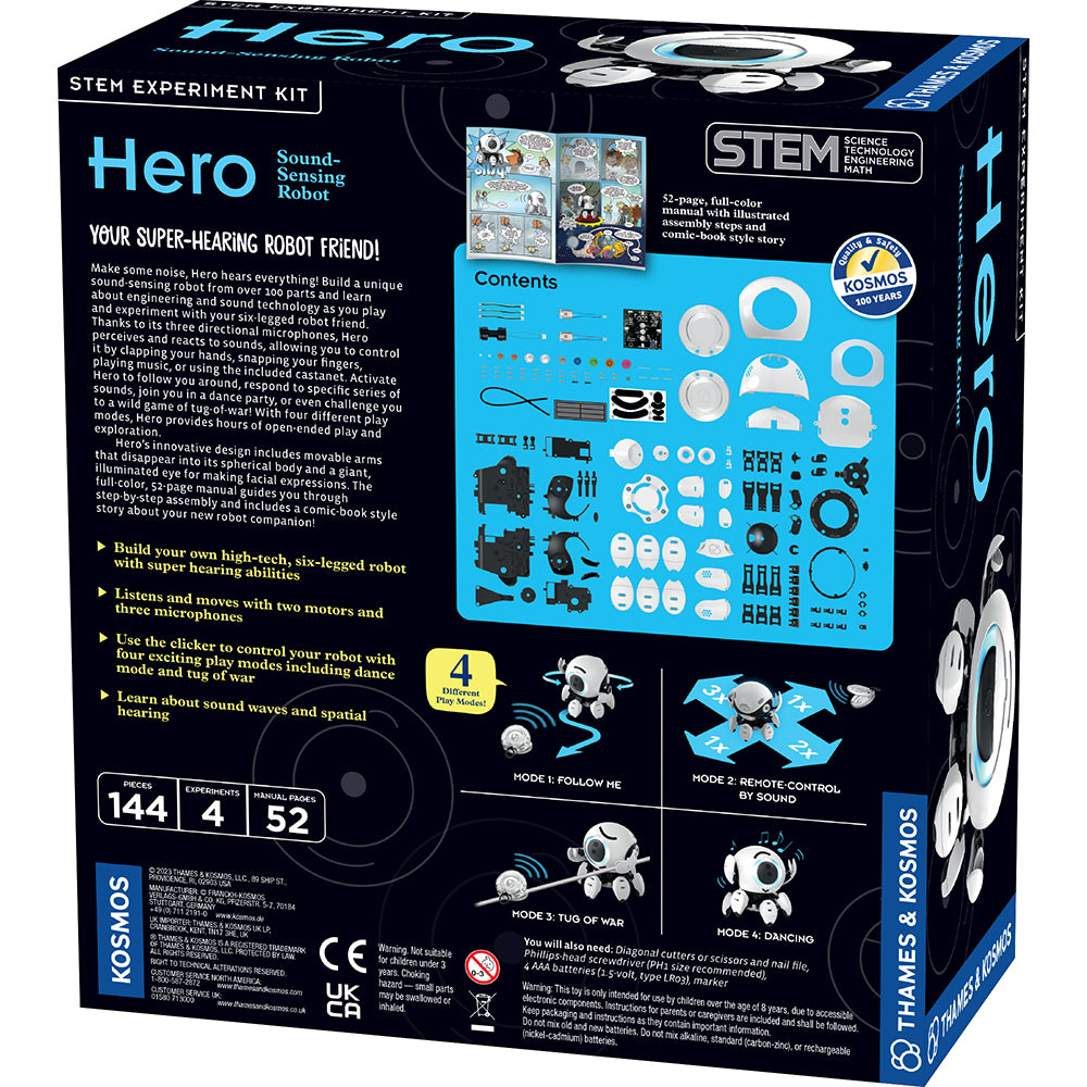 Hero Sound Sensing Robot - Interactive STEM Toy for Kids, Educational Science Kit with Voice Control & Motion Detection - Perfect for Learning Robotics & Coding at Home or School
