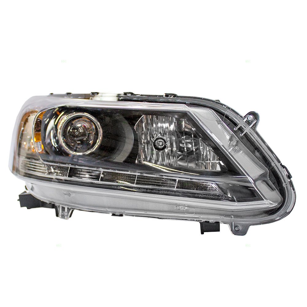 Brock Replacement Halogen Headlight & LED Daytime Running Lights for 2013-2015 Honda Accord - Compatible with Part #33100T2AA21 - Perfect for Night Driving & Enhanced Visibility