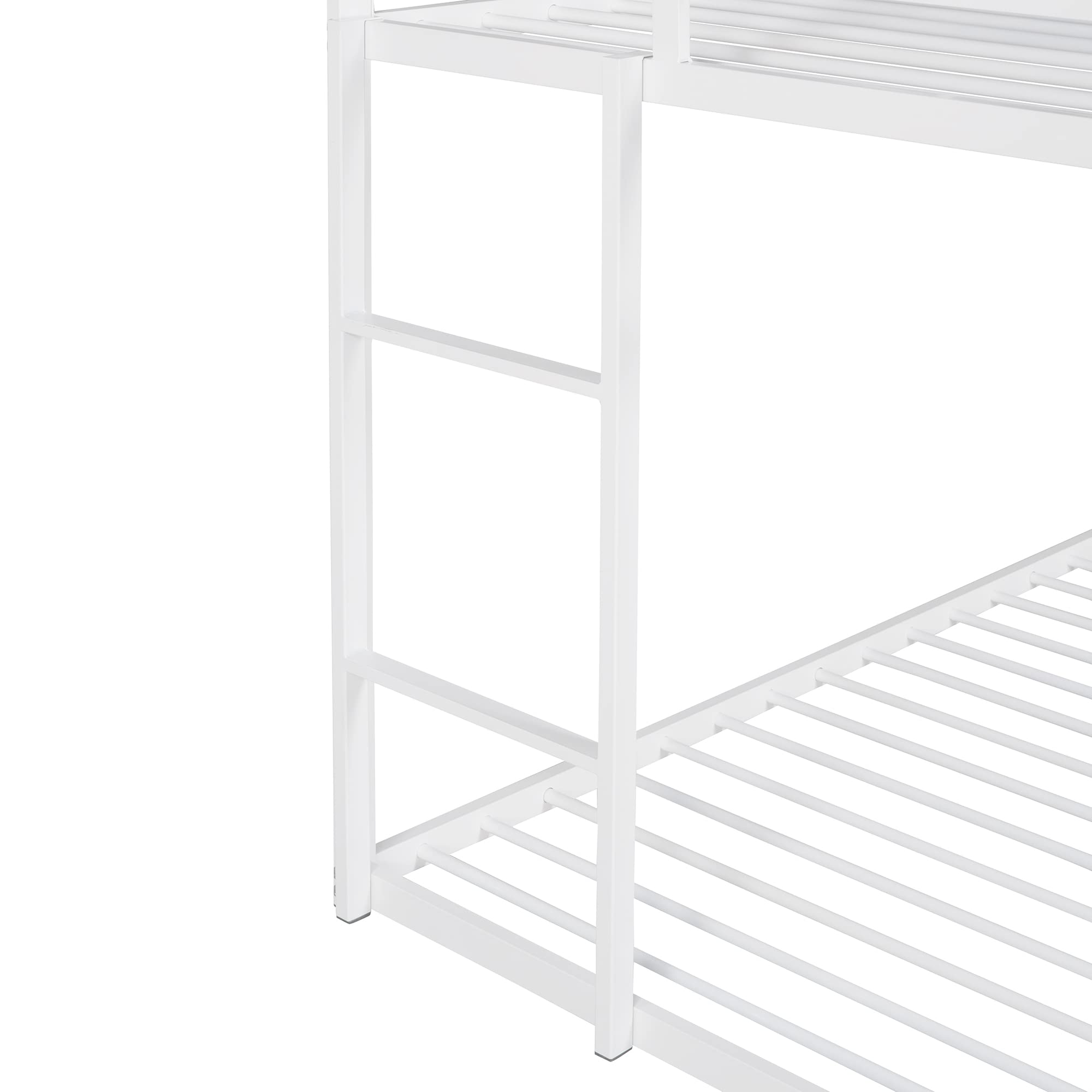 Rhomtree Twin Over Twin Bunk Bed with Built-in Ladder, Roof & Guardrails - Sturdy Metal House Bed for Kids, Teens, Boys & Girls (White) | Perfect for Small Bedrooms, Sleepovers & Space-Saving Kids' Rooms