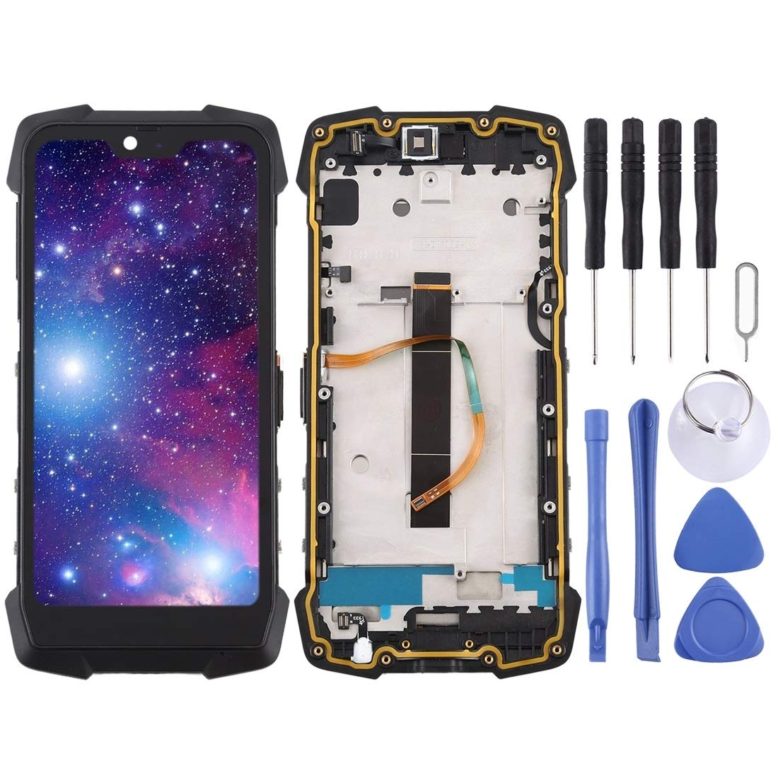 HUFAN LCD Screen and Digitizer Full Assembly Replacement for Blackview BV9700 Pro - Cracked Display Repair, Touch Screen Fix - Perfect for Gaming, Outdoor Use & Daily Smartphone Activities