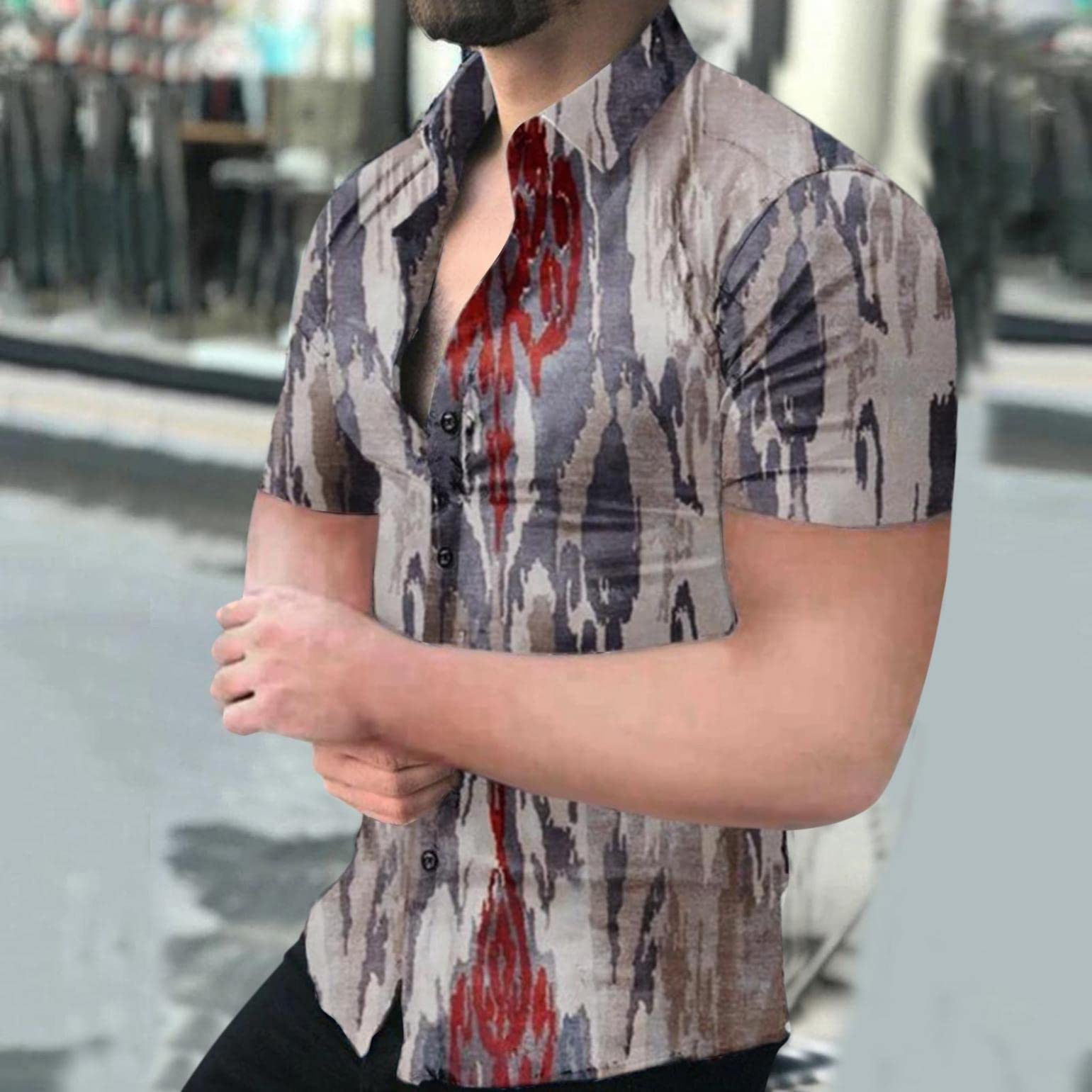 Men's Short Sleeve Linen Dress Shirts - Button Down Casual Cotton Shirt with Spread Collar | Summer Business Casual & Vacation Wear
