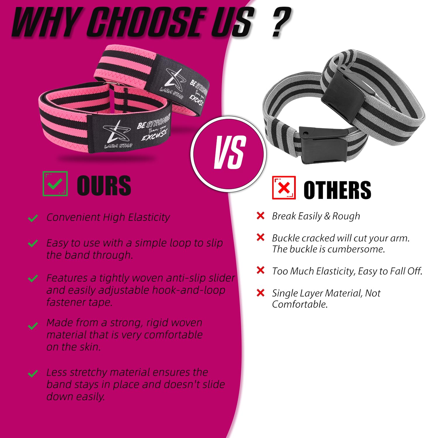 BFR Occlusion Bands for Women - Blood Flow Restriction Training Bands for Legs, Glutes & Hip Building - Best Fabric Resistance Bands for Squats, Butt & Thigh Workouts - Perfect for Home Gym, Fitness Training & Muscle Recovery