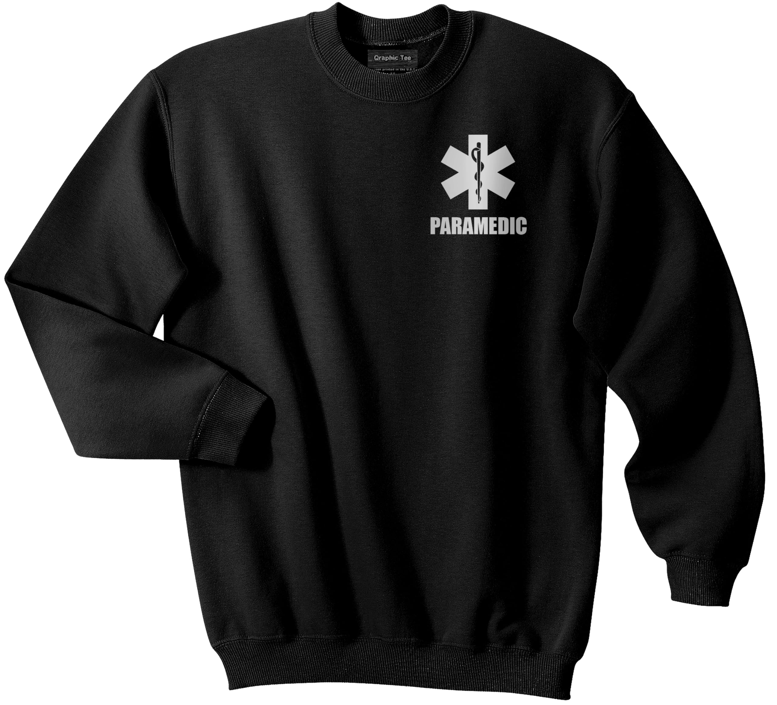 Paramedic Crewneck Sweatshirt with Reflective Strips - Front & Back Safety Design - Comfortable EMT Workwear for Emergency Responders & First Aid Scenarios