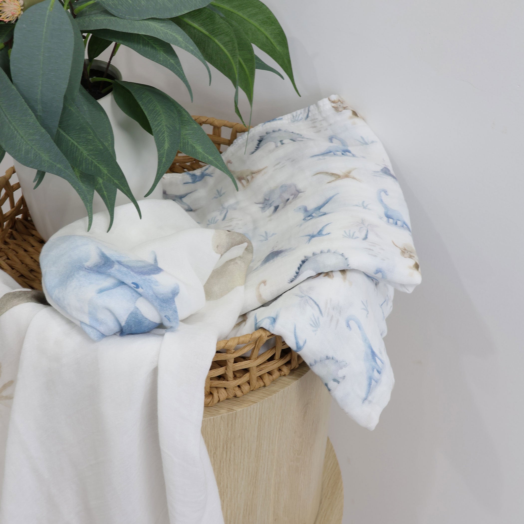 Jurassic Bamboo 3-Pack Muslin Baby Swaddle Blankets - Soft & Breathable for Newborns, Infants - Perfect for Swaddling, Nursing, Stroller & Car Seat Covers