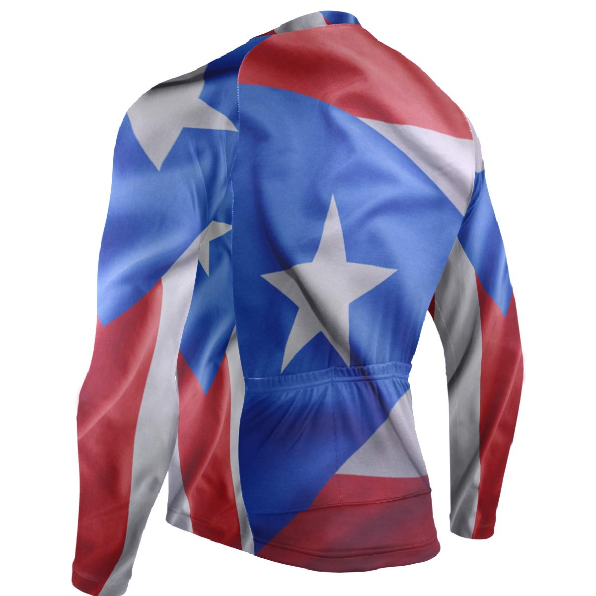 Puerto Rico Flag Men's Cycling Jersey - Long Sleeve Bike Jacket for Road & Mountain Biking - Breathable Performance Shirt for Cycling Enthusiasts & National Pride Supporters