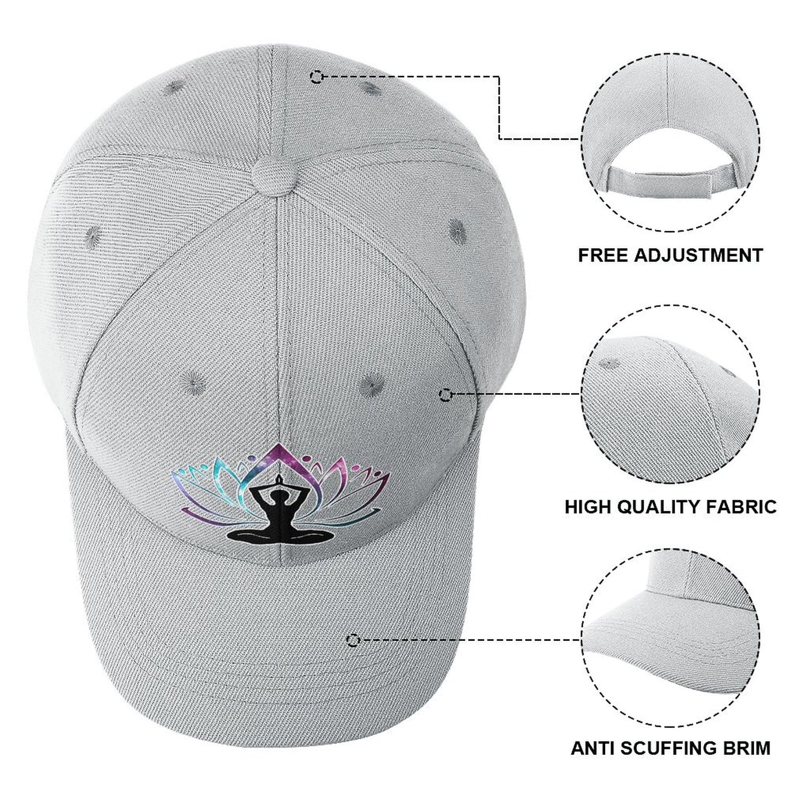 India Lotus Yoga Classic Baseball Cap - Adjustable Dad Hat for Golf, Trucker & Casual Wear - Unconstructed Plain Cap for Men & Women - Perfect for Yoga, Outdoor Sports & Daily Fashion