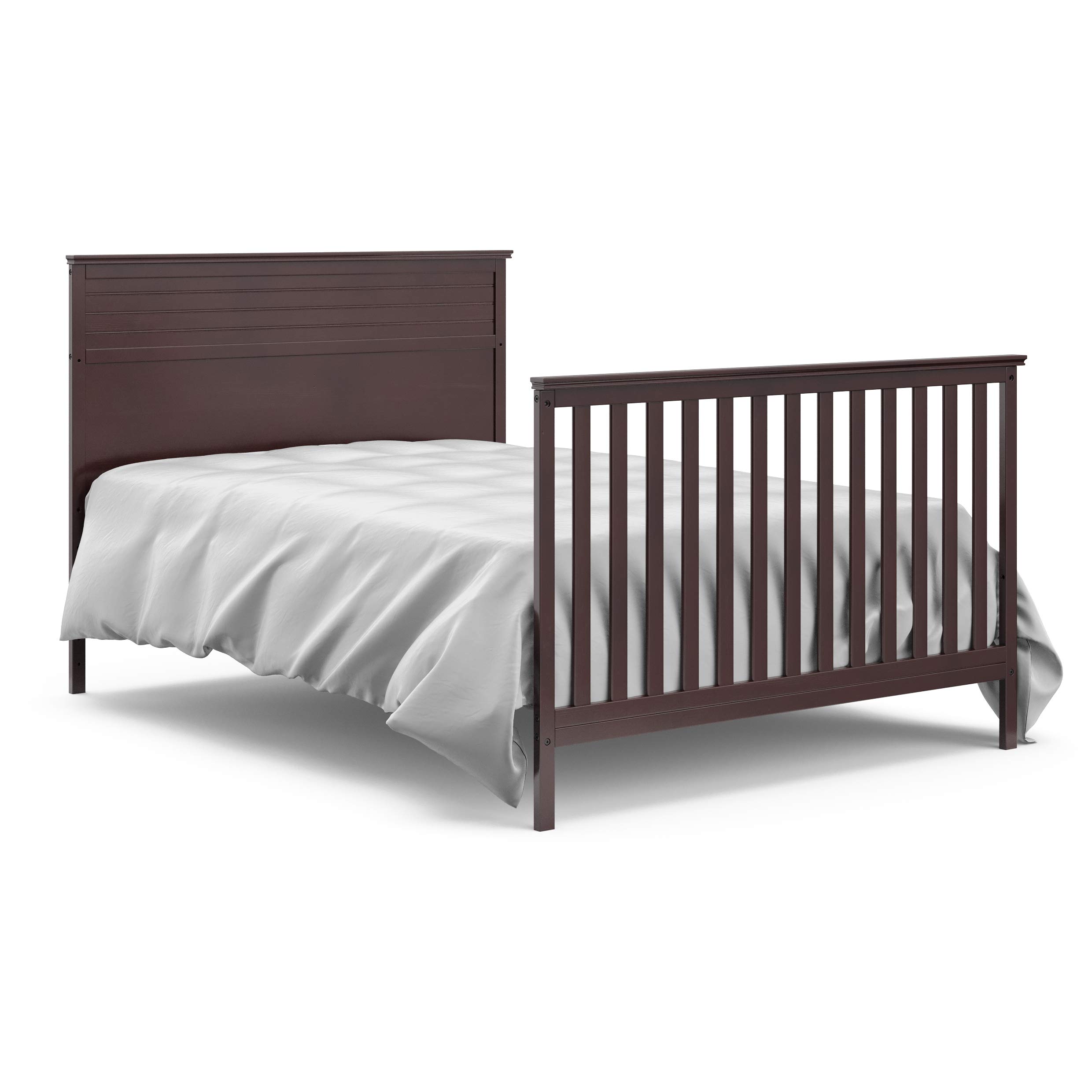 Storkcraft Homestead 5-in-1 Convertible Crib with Storage Drawer in Espresso - Baby Crib to Toddler Bed, Daybed & Full Bed Conversion - Nursery Furniture with Built-in Storage - Perfect for Small Spaces & Growing Families