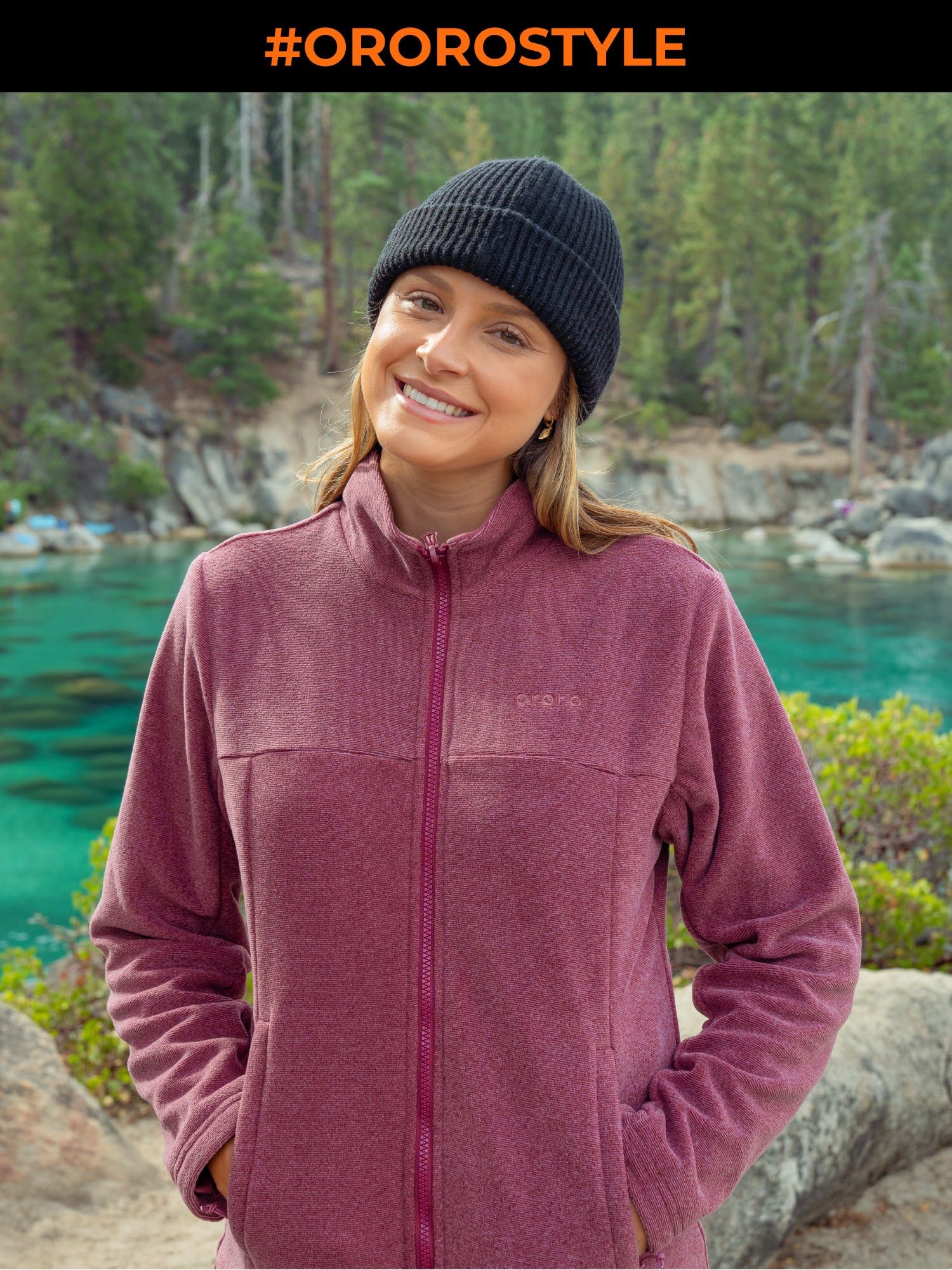 ORORO Women's Heated Fleece Jacket with Rechargeable Battery - Winter Warm Electric Jacket for Hiking, Camping & Outdoor Activities - Perfect for Cold Weather Adventures and Daily Commute