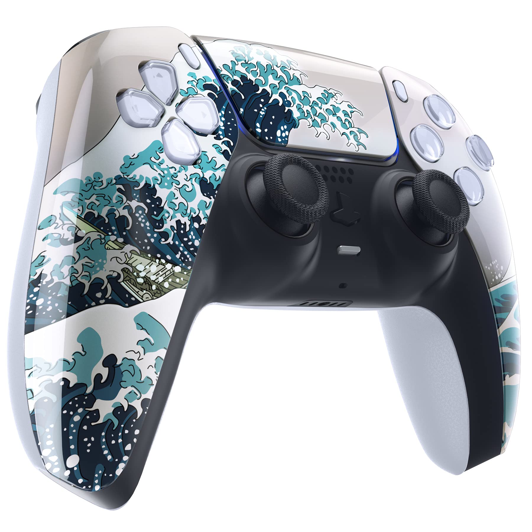 eXtremeRate eXcover The Great Wave PS5 Console Disc Edition Replacement Faceplate & Bottom Shell Case - Compatible with PS5 Controller BDM-010/020/030/040/050 - Custom Gaming Skin for Enhanced Aesthetics & Protection (PlayStation 5 Accessories)