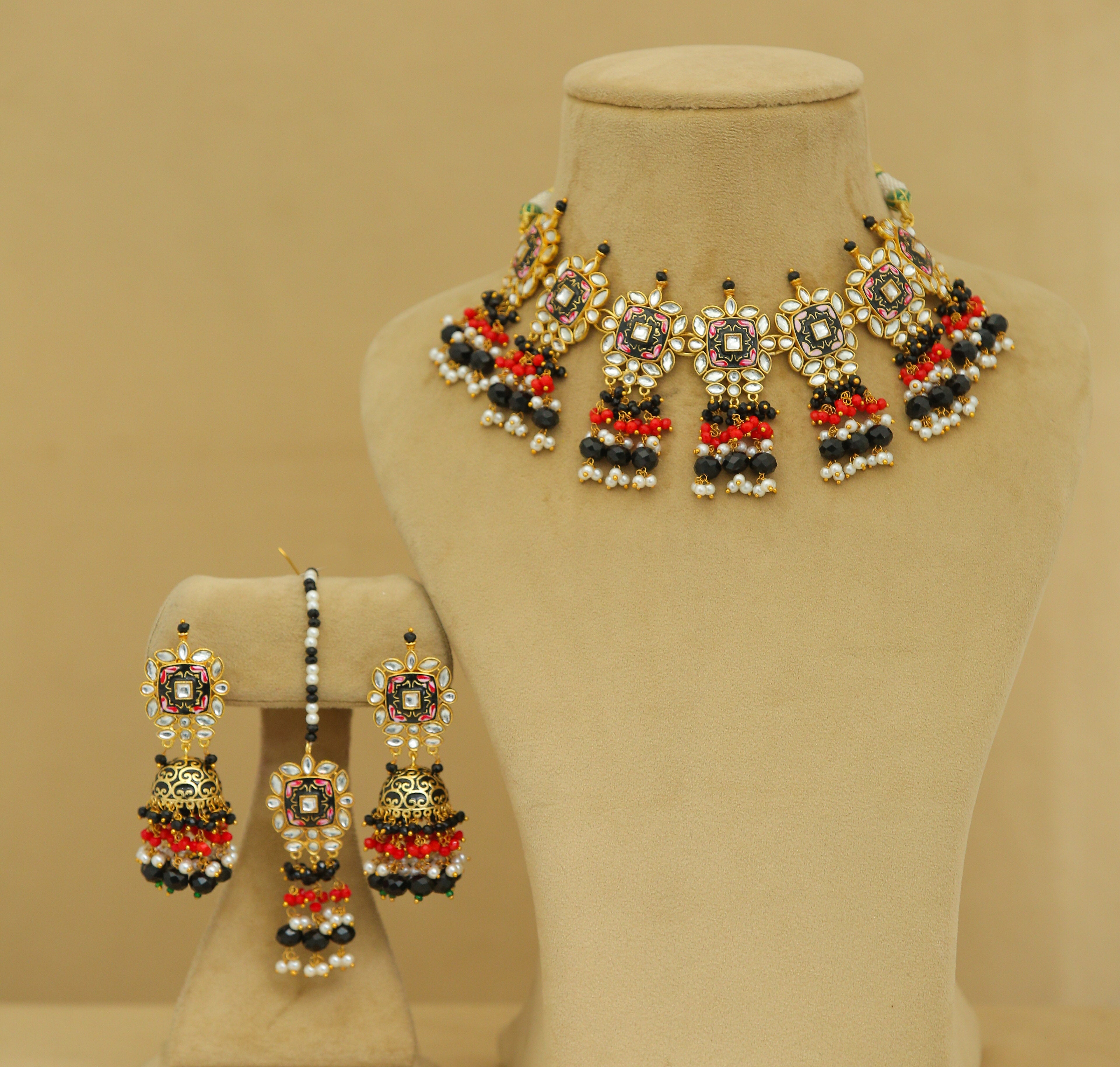 Alia Meenakari Full Set Jewelry - Exquisite Handcrafted Indian Bridal Necklace Set with Earrings for Weddings, Festivals & Special Occasions