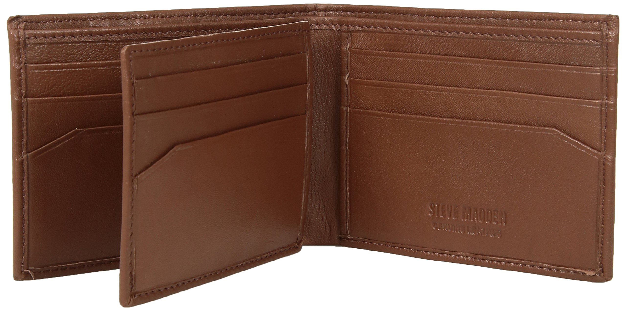 Steve Madden Men's Slim Leather Wallet - RFID Blocking Bifold Wallet with Extra Capacity & Flip Pockets | Perfect for Everyday Carry, Travel & Business (Black)