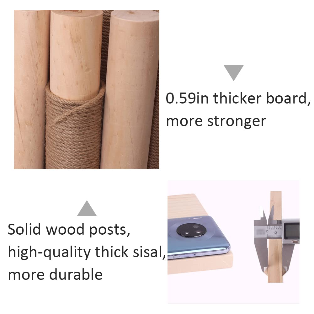 6-Piece Wall-Mounted Wooden Cat Climbing Set with Space Capsule Bed, Condo House, Shelves, Bridge, Ladder & Sisal Scratching Post - Multi-Level Cat Perch Furniture for Indoor Cats - Perfect for Small Spaces & Kitty Playtime