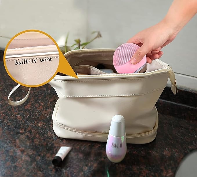 Aryamurti Travel Cosmetic Storage Bag & Makeup Organizer Box - Waterproof Multicolor Toiletry Pouch for Women - Perfect for Airplane Carry-on, Gym, Vacation & Daily Use